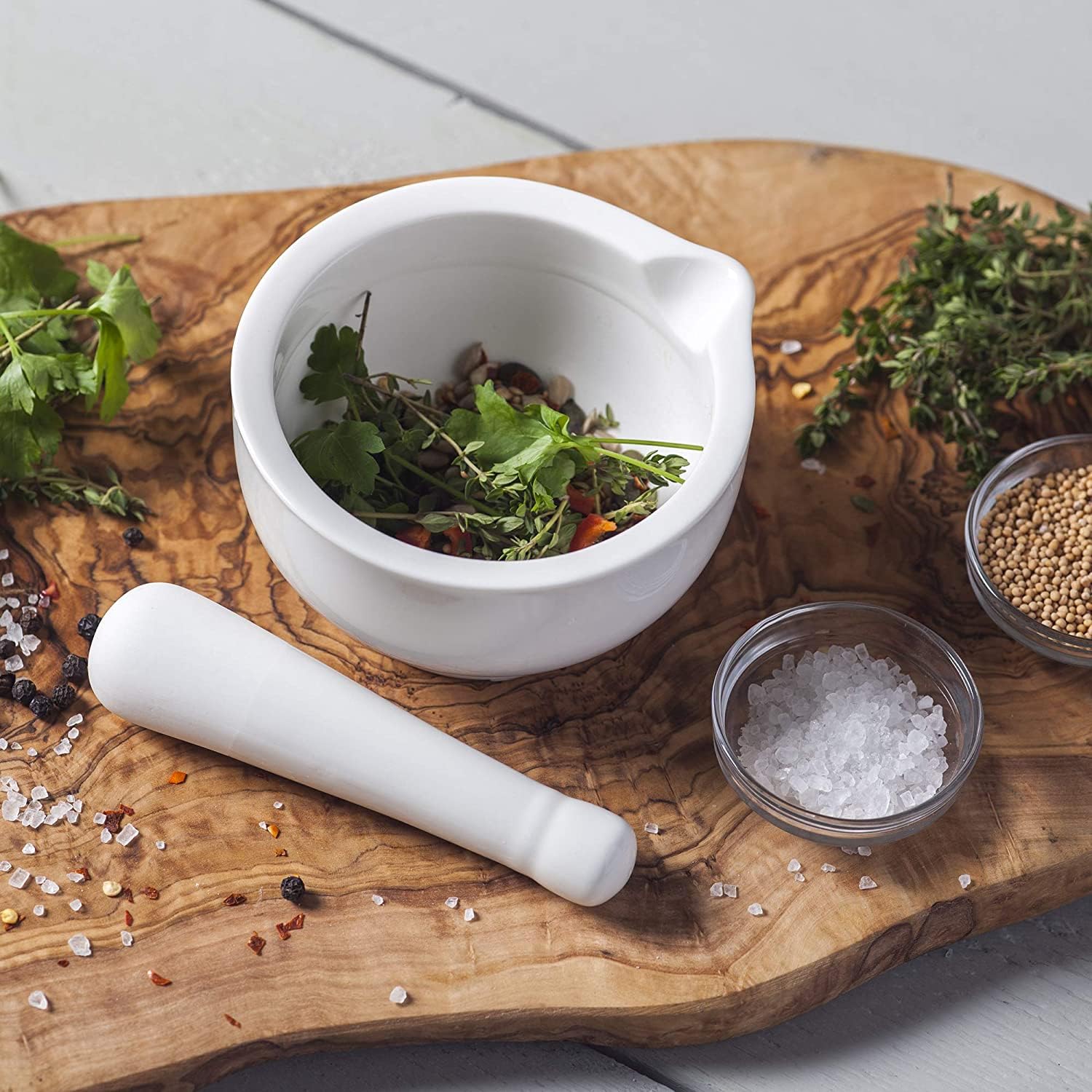 WM Bartleet & Sons 1750 Traditional White Porcelain Mortar and Pestle Set - 11cm Herb Grinder & Spice Crusher - Perfect for Kitchen, Pharmacy, and Herbal Medicine Preparation