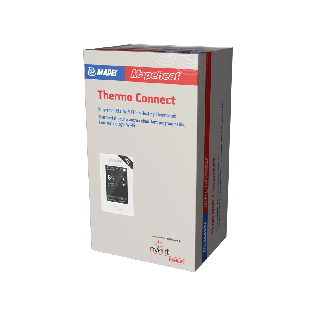 Mapei 2855301 Smart WiFi Programmable Thermostat for Radiant Floor Heating - Floor Temperature Sensor, Built-in GFCI, Touchscreen Display, 120-240V - Perfect for Home, Office & Basement Heating Systems