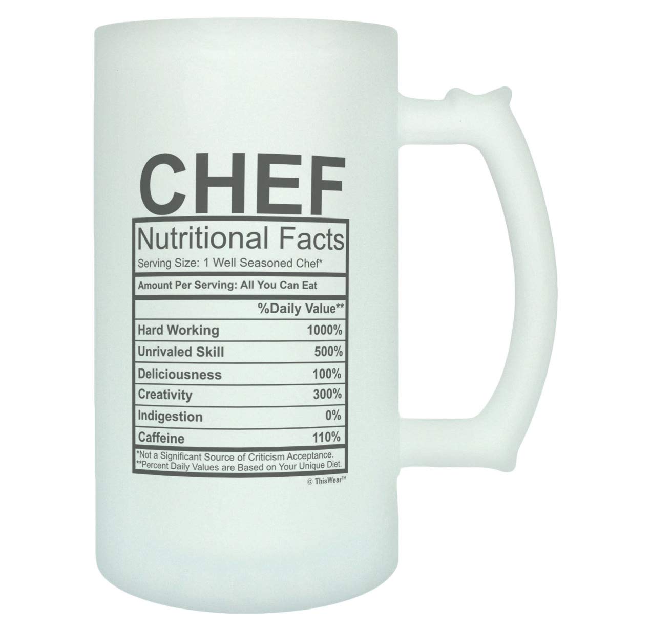 Professional Chef Gifts Set - Well Seasoned Chef Nutrition Facts Mug with Frosted Glass Beer Mug - Perfect for Kitchen, BBQ Parties & Cooking Enthusiasts