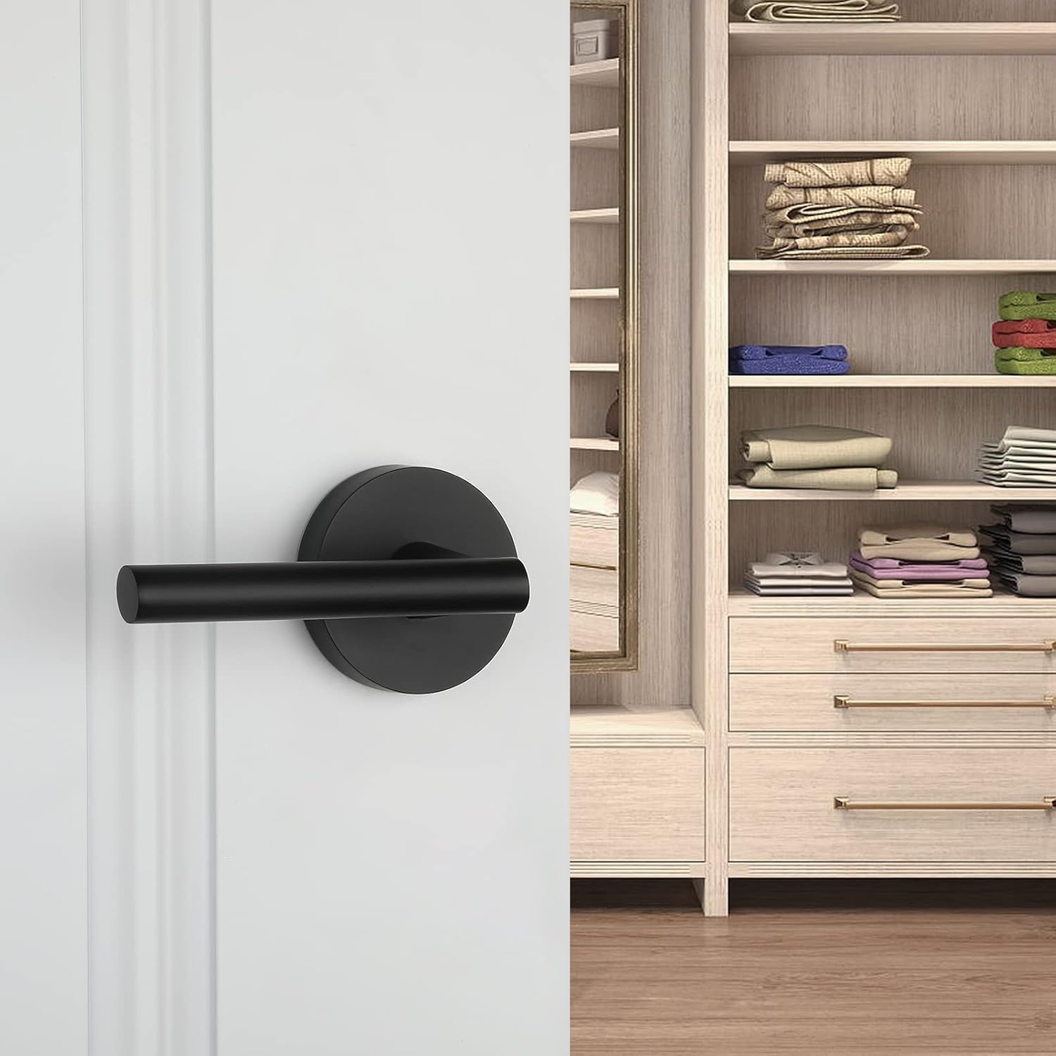 12 Pack Matte Black Passage Door Lever Set - Hall & Closet Door Handles for Hallways, Bedrooms, Laundry Rooms & Interior Doors - Durable & Stylish Hardware for Home & Office Use