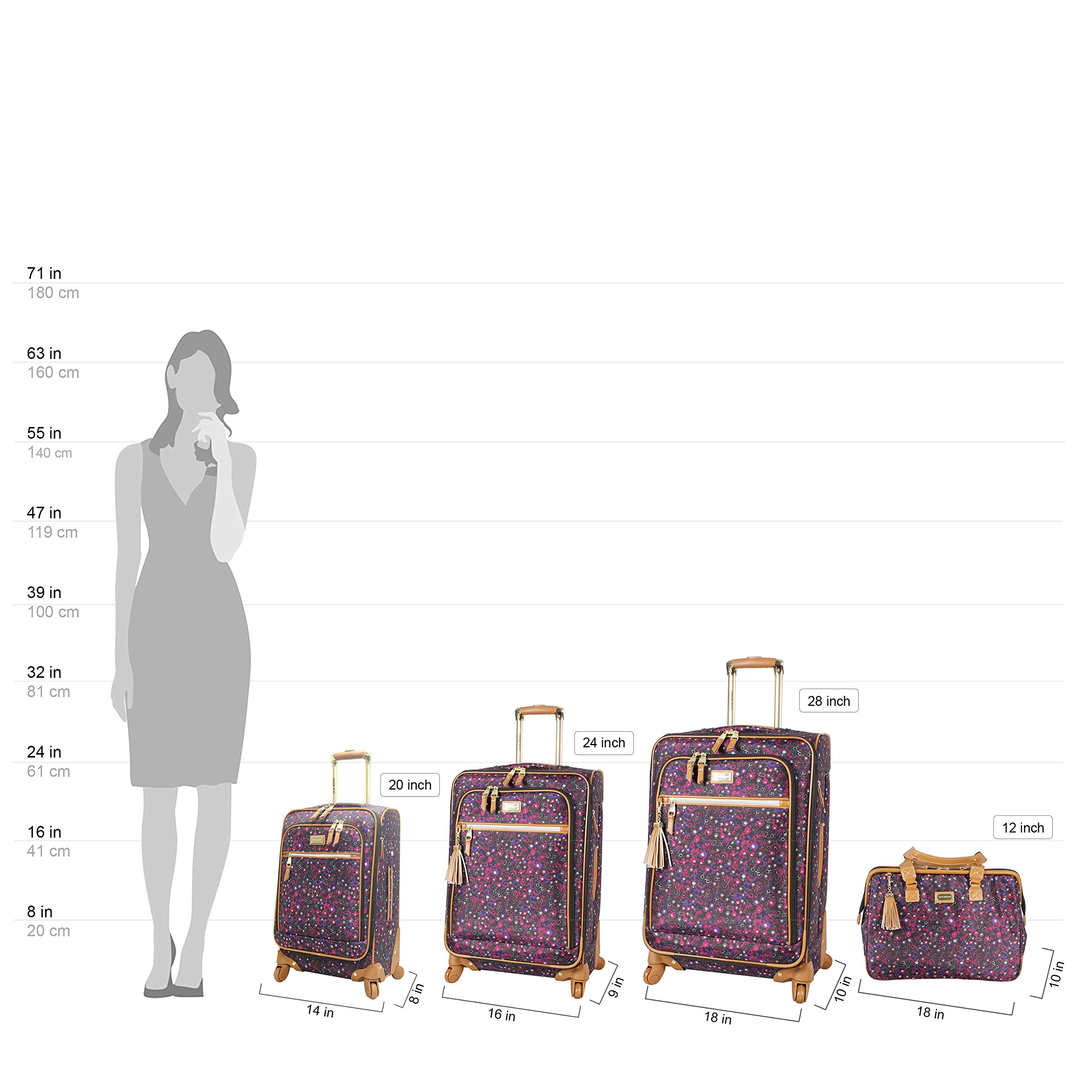 Steve Madden Designer Lightweight Expandable 20 Inch Carry On Luggage with 4 Spinner Wheels - Durable Softside Suitcase for Men & Women (Dark Purple) - Perfect for Business Travel, Weekend Getaways & Airplane Trips