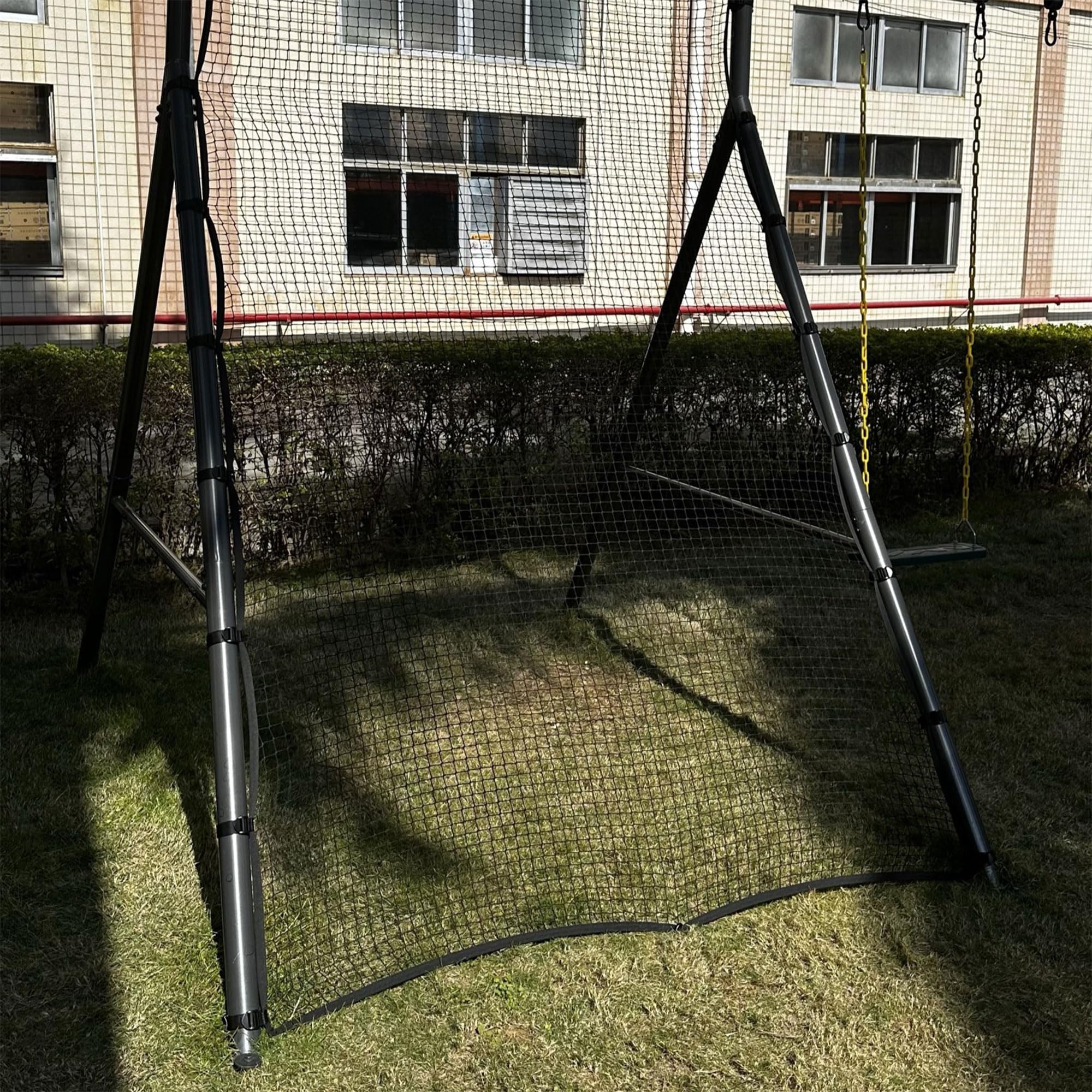 OmniSport 126” x 75” Rebounder Net for Swing Sets - Durable Baseball & Softball Rebound Trainer (Swingset Not Included) - Perfect for Backyard Practice, Training Drills & Batting Cage Sessions
