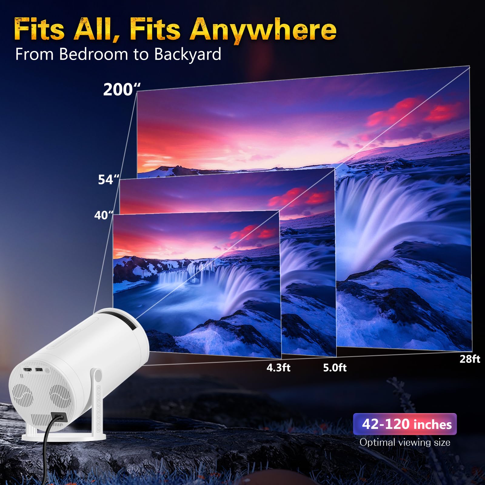 CWOWDEFU 1080P Full HD Smart WiFi Bluetooth Projector - 4K Decoding Support for Home Theater, Movie Nights & Gaming | Compatible with TV Stick, Phone Casting, HDMI & USB