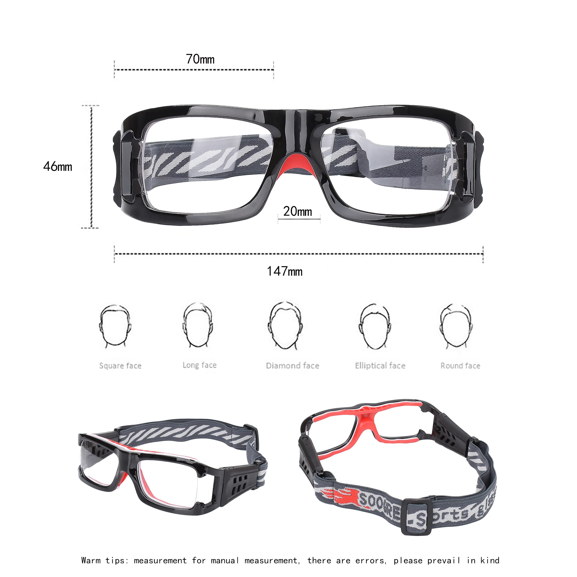 Sports Protective Eyewear Goggles for Basketball, Soccer & Outdoor Activities - Safety Glasses with Replaceable Prescription Lenses - Perfect for Athletes & Active Lifestyles