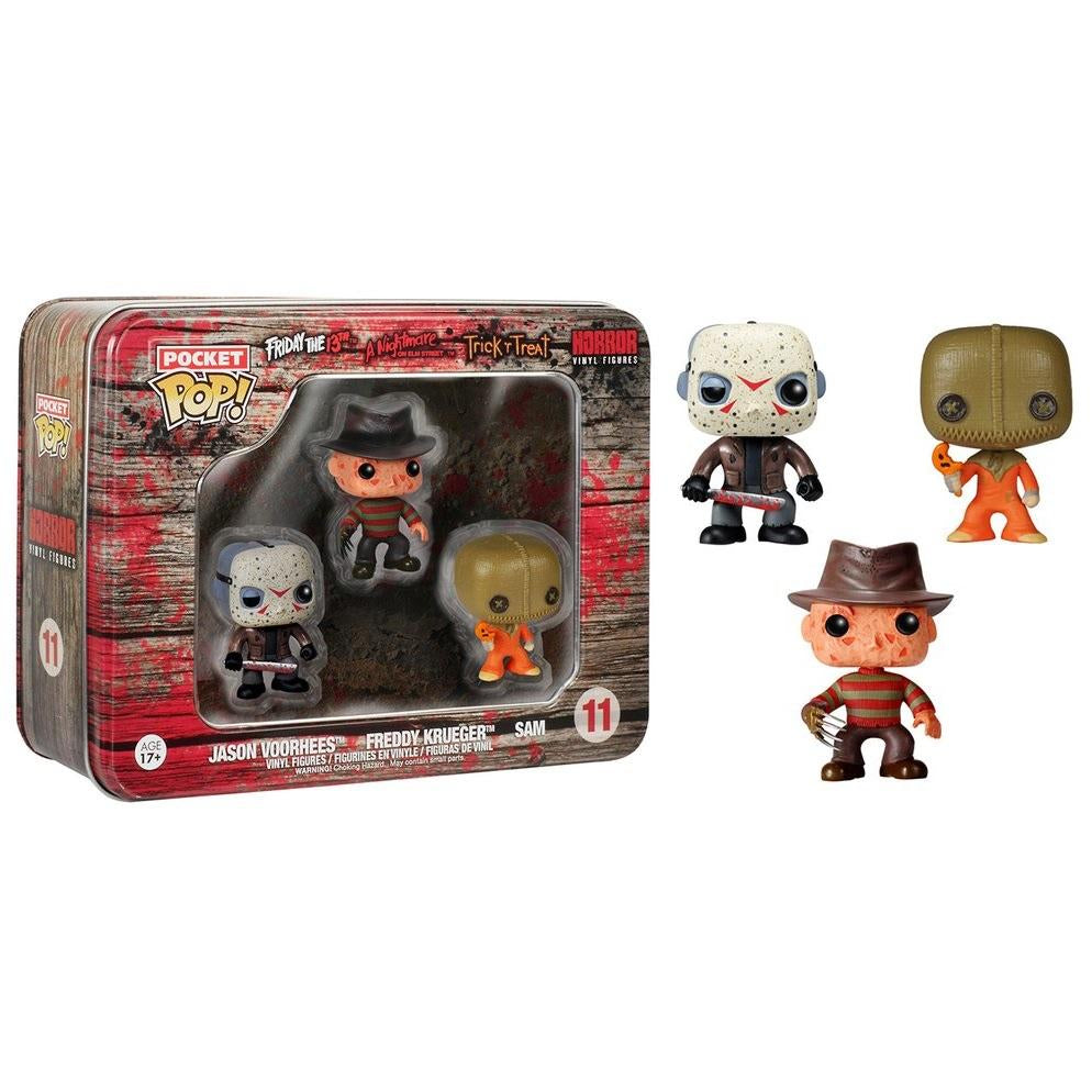 Funko Pocket Pop! Horror Vinyl Figures 3-Pack - Freddy, Jason, Chucky Collectible Miniatures for Halloween Decor, Movie Night & Pop Culture Displays