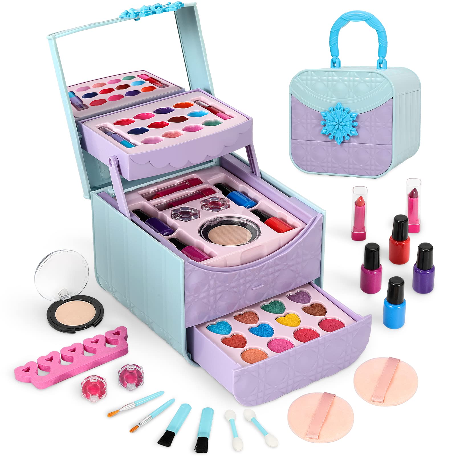 **45-Piece Washable Kids Makeup Kit for Girls Ages 4-12 | Non-Toxic & Safe | Perfect for Birthday, Halloween & Pretend Play | Toddler Girl Toys**