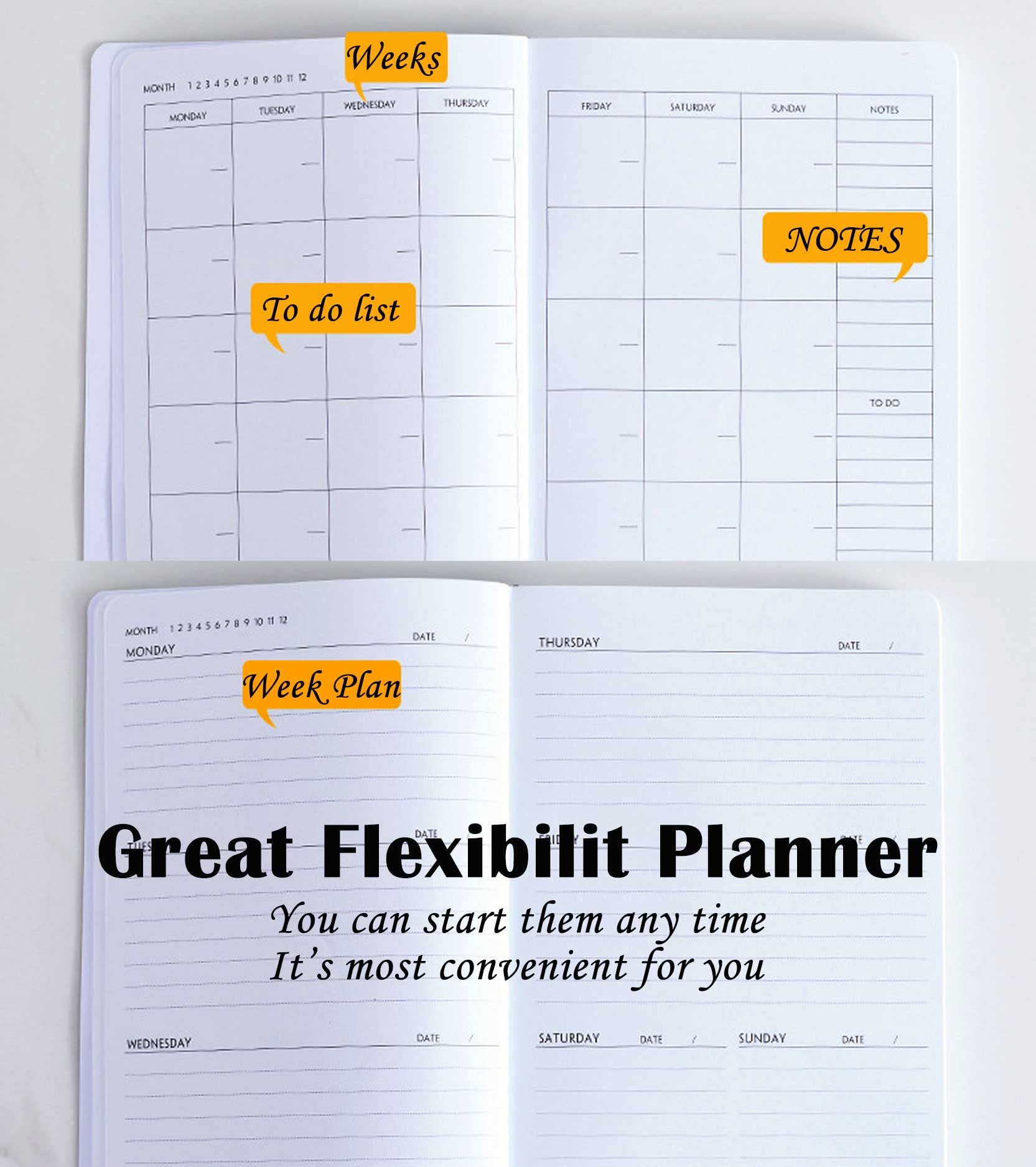 2025 Undated Daily Planner - A5 Monthly & Weekly Goal Setting Notebook for Teachers & Students - Black - Perfect for Classroom, Office & Personal Organization