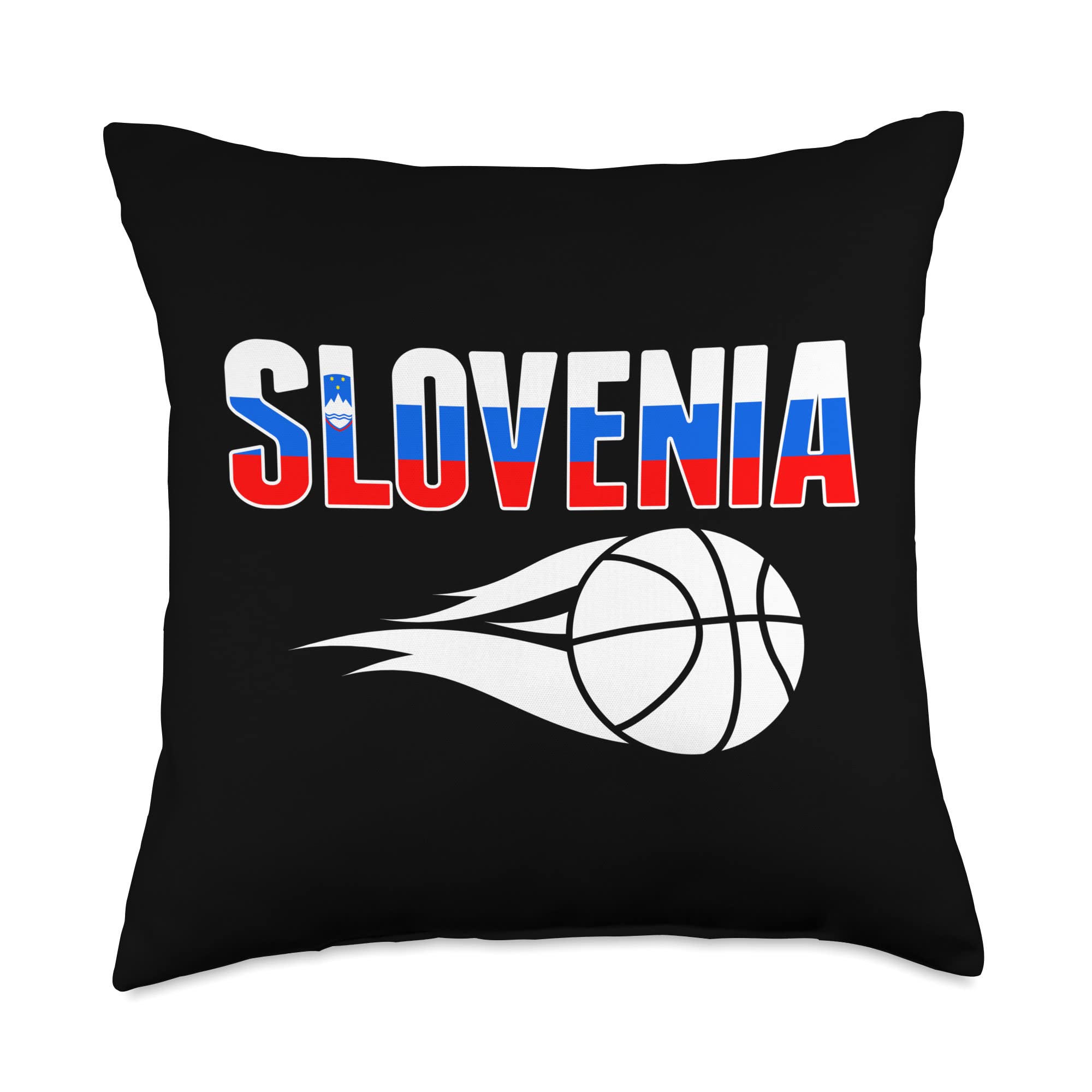 Slovenia Basketball Jersey Throw Pillow - 18x18 Inches, Slovenian Flag Design, Soft Decorative Cushion for Sports Fans, Home Decor, Game Room, and Living Room