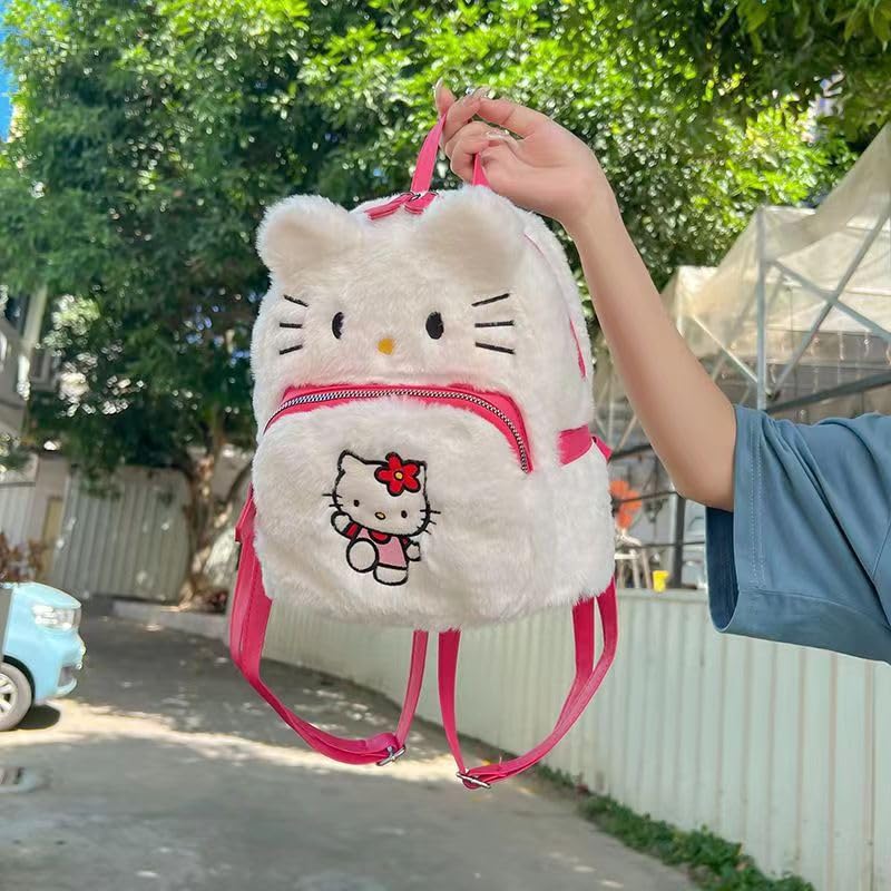 Cute Kawaii Plush Toddler Backpack for Girls & Boys - Soft Furry Mini Backpack with Cartoon Design, Pink Anime School Bag for Preschool & Kindergarten Kids | Perfect Gift for Birthday, Travel & Daily Use