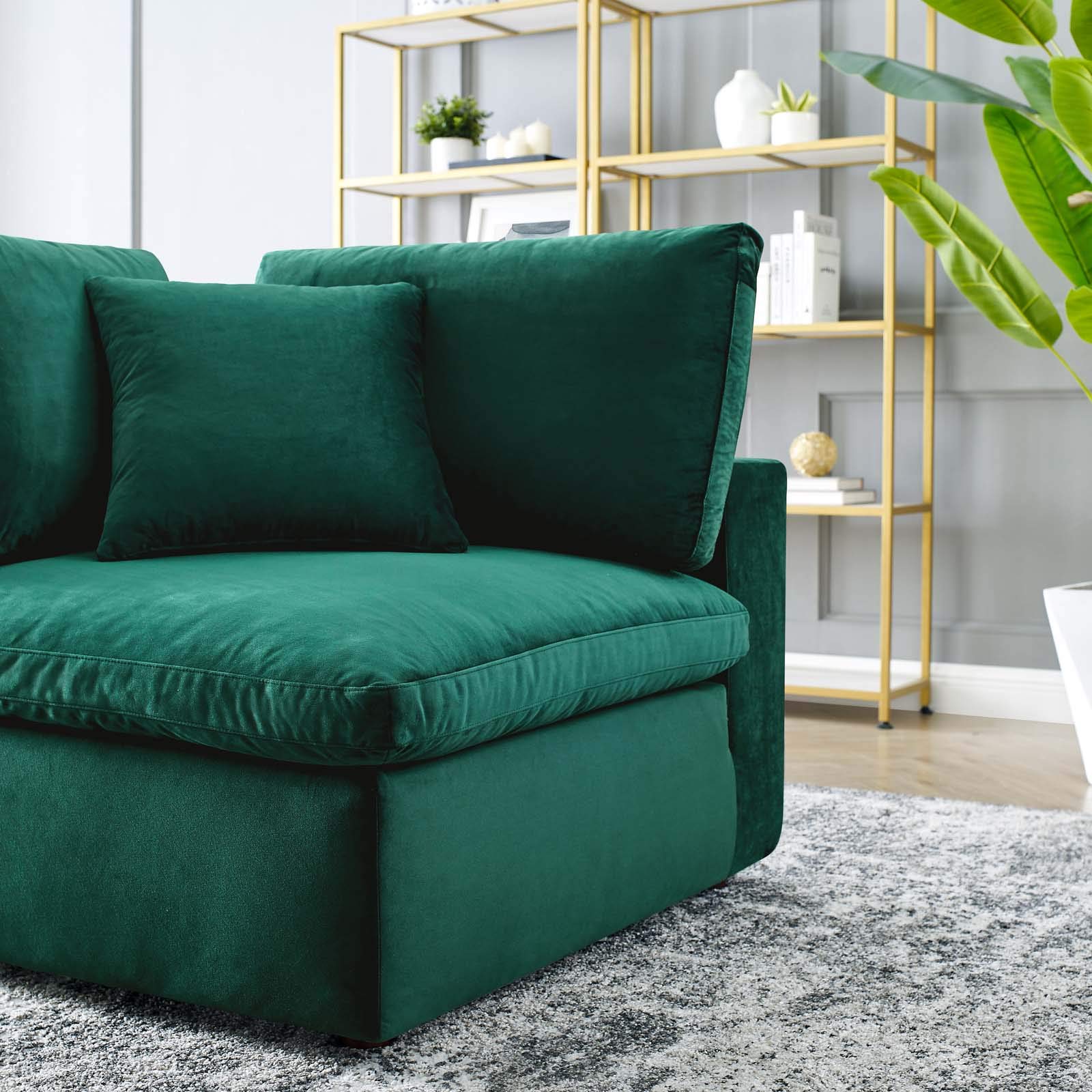 Modway Commix Down-Filled Overstuffed Performance Velvet Sectional Sofa Corner Chair - Luxurious Comfort for Living Room, Lounge & Home Theater