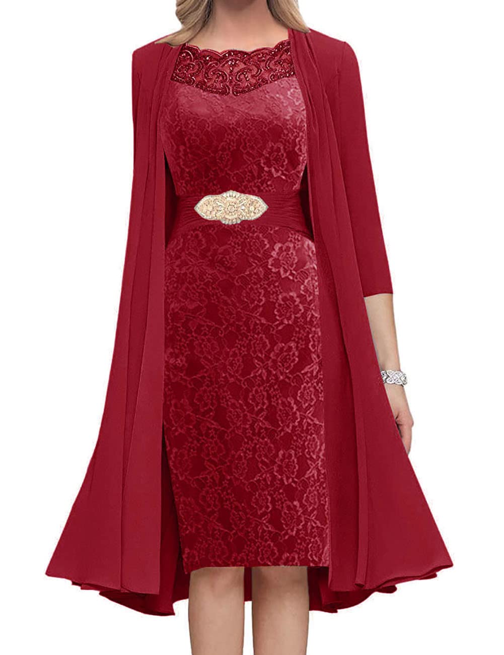 Elegant Lace Mother of The Bride Dresses with Jacket - Wedding Guest Dresses for Women, Short Mother of The Groom Outfits - Perfect for Wedding Ceremonies, Receptions & Special Occasions