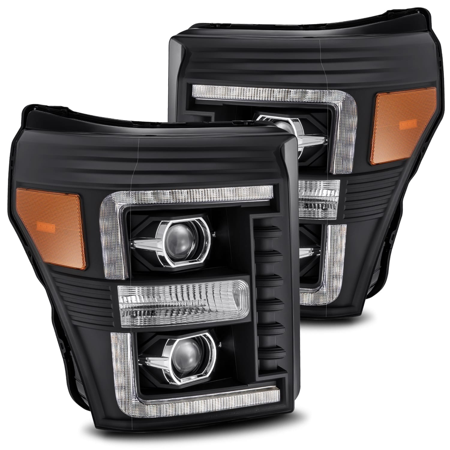 2011-2016 Ford Super Duty LUXX Series LED Projector Headlights - Black Alpha Rex 880146 - Upgrade Your Truck's Night Visibility for Off-Road & Highway Driving