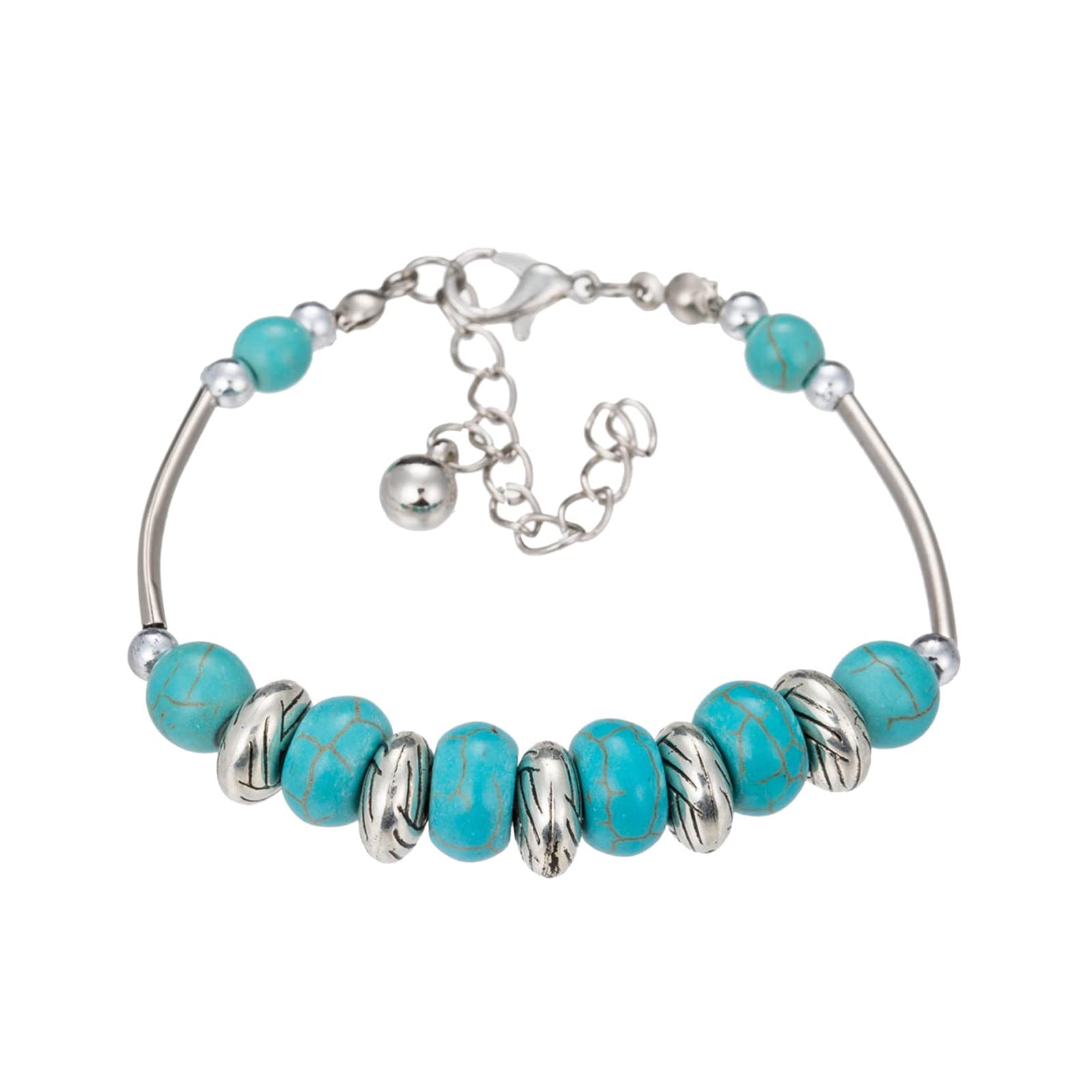 Adjustable Turquoise Balance Bracelet for Women & Men – Genuine Natural Stone Yoga & Chakra Bracelet – Blue Gemstone Unisex Jewelry – Perfect for Meditation, Yoga, and Spiritual Healing
