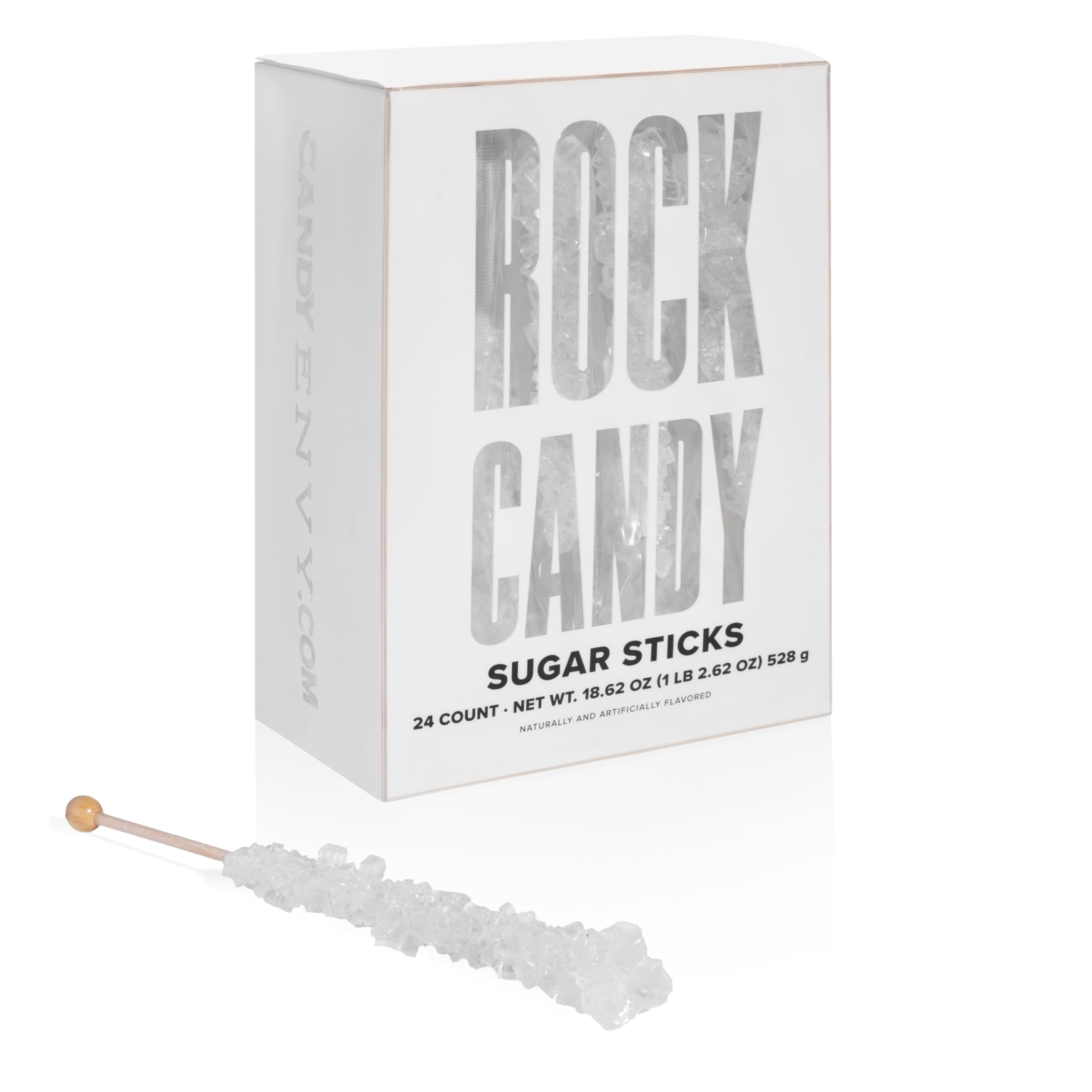 Original White Rock Candy Sugar Sticks - Sweet Sugar Flavored - 24 Individually Wrapped Pieces - Perfect for Birthday Parties, Baby Showers & Coffee Sweeteners