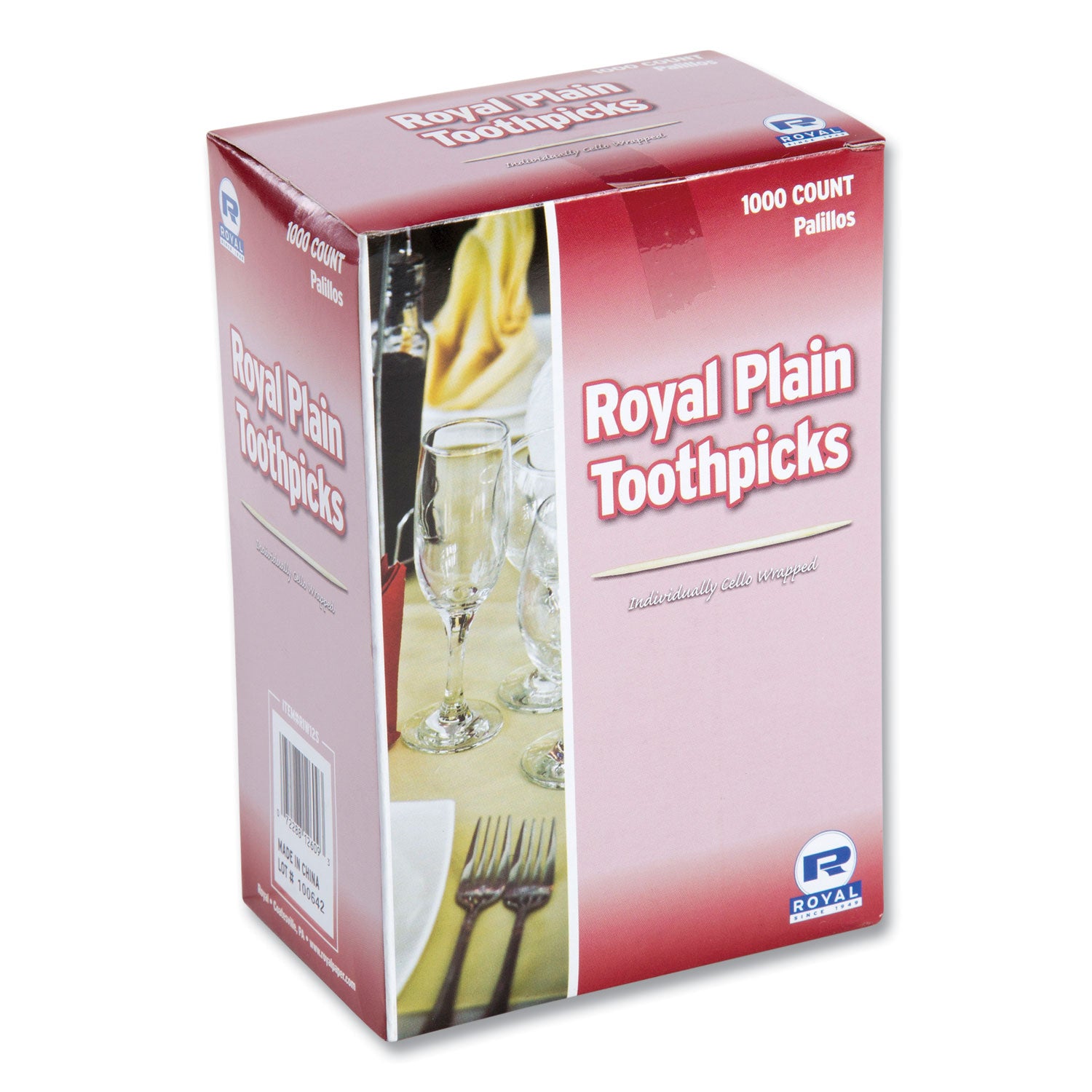 AmerCareRoyal® Natural Round Wood Toothpicks - 2.5 Inch, 1000 Count per Box (Pack of 15 Boxes) | Perfect for Parties, Restaurants & Home Use