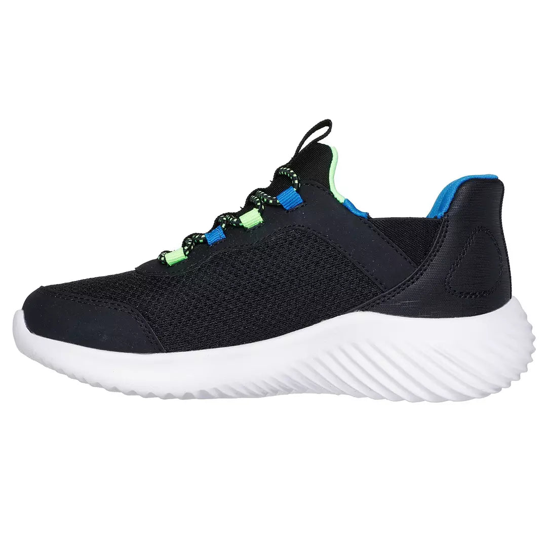 Skechers Bounder Brisk Burst Toddler Sneakers - Black & Blue Slip-On Shoes for Boys & Girls | Comfortable Walking & Playtime Shoes for Active Kids