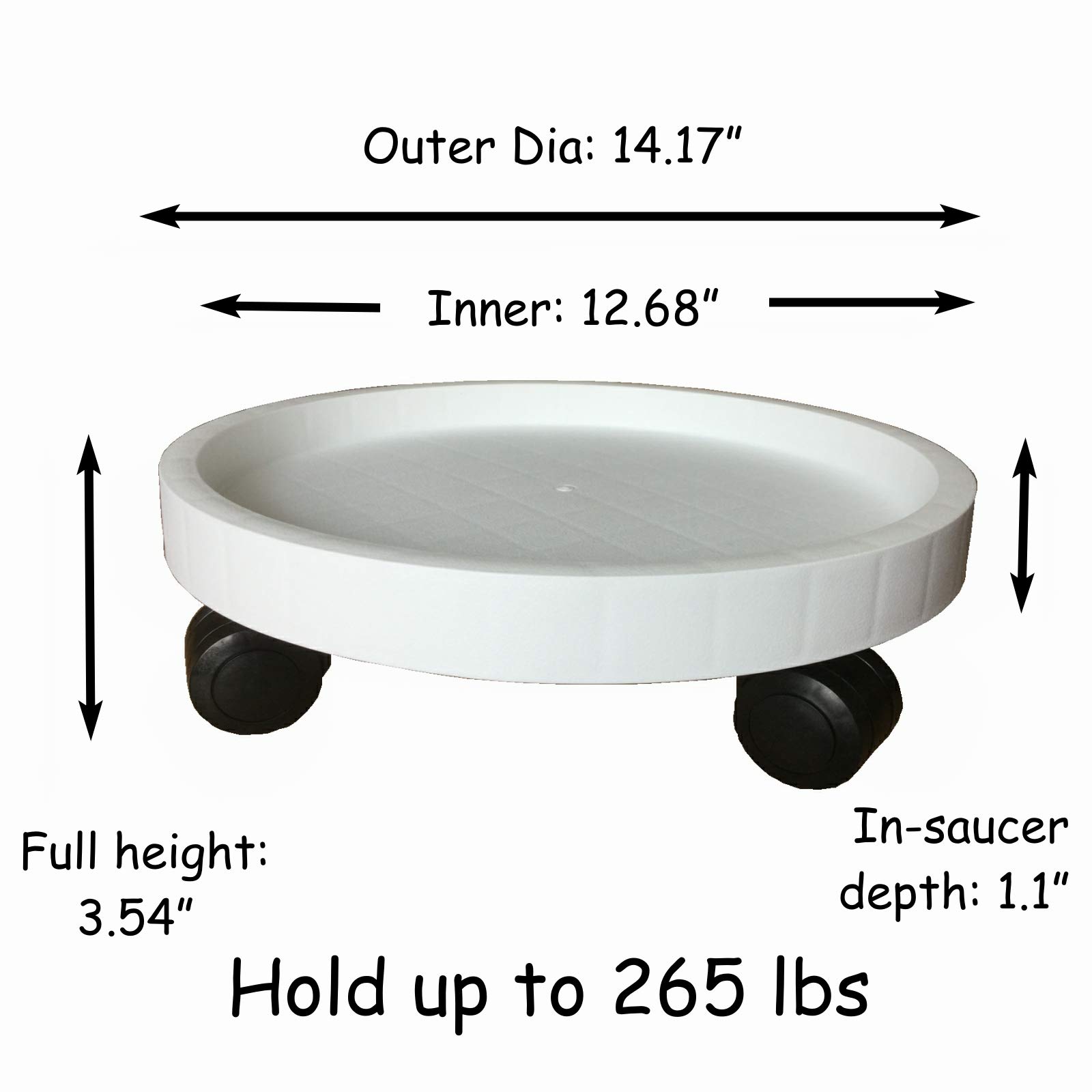 2 Pack Heavy Duty 14 Inch Plant Caddy with Wheels - Rolling Plant Stand, Pot Trolley with Casters - Wheeled Planter Saucer Tray for Indoor & Outdoor Use - Perfect for Moving Potted Flowers, Herbs, and Small Trees