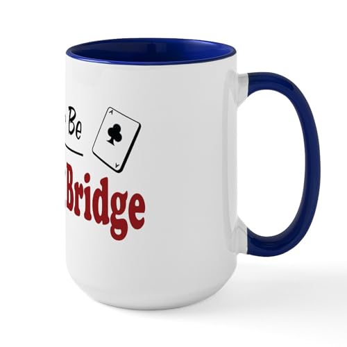 White/Navy Inside - Rather Be Playing Bridge Large Mug