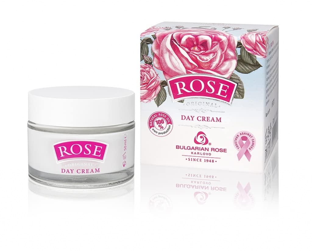 Bulgarian Rose Daily Cream with Natural Rose Oil - 50ml | Hydrating & Nourishing Face Moisturizer for Dry Skin, Day & Night Use