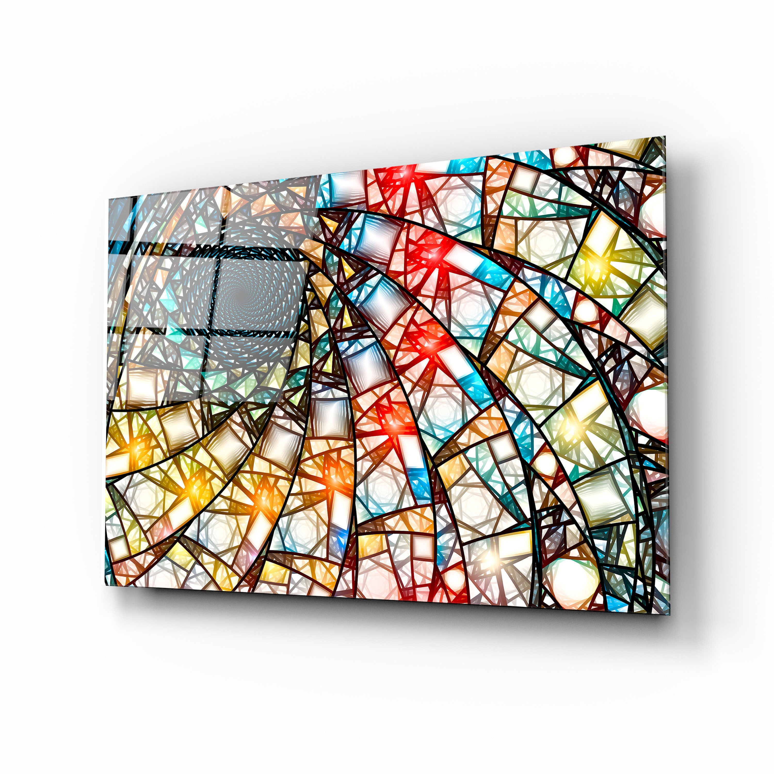 Swirl Stained Glass Design - Handcrafted Artisan Window Panels for Home Decor, Church & Wedding Venue Decorations