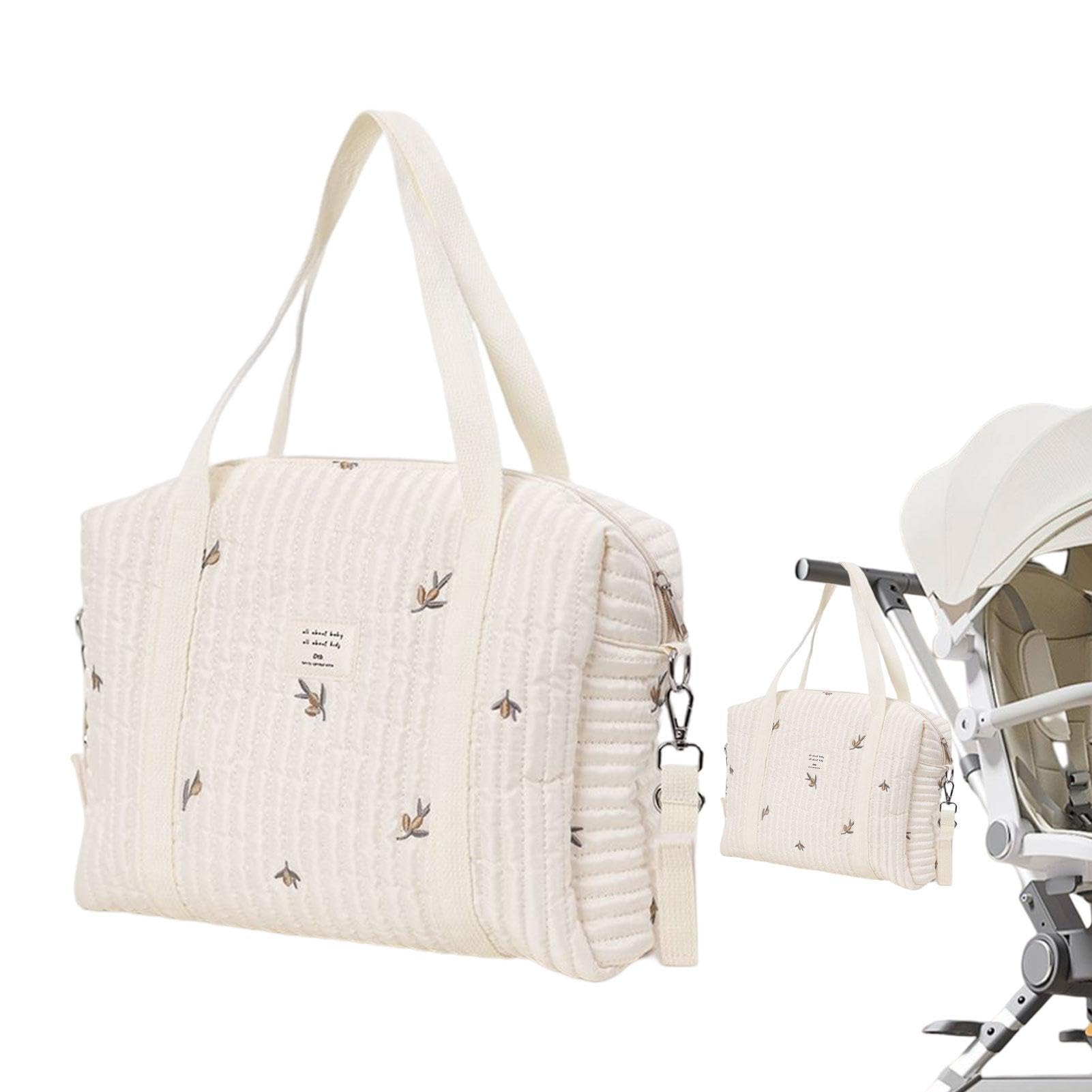 Stylish Large Capacity Diaper Bag Tote with Embroidery - Perfect for Baby Essentials, Travel & On-the-Go Parents