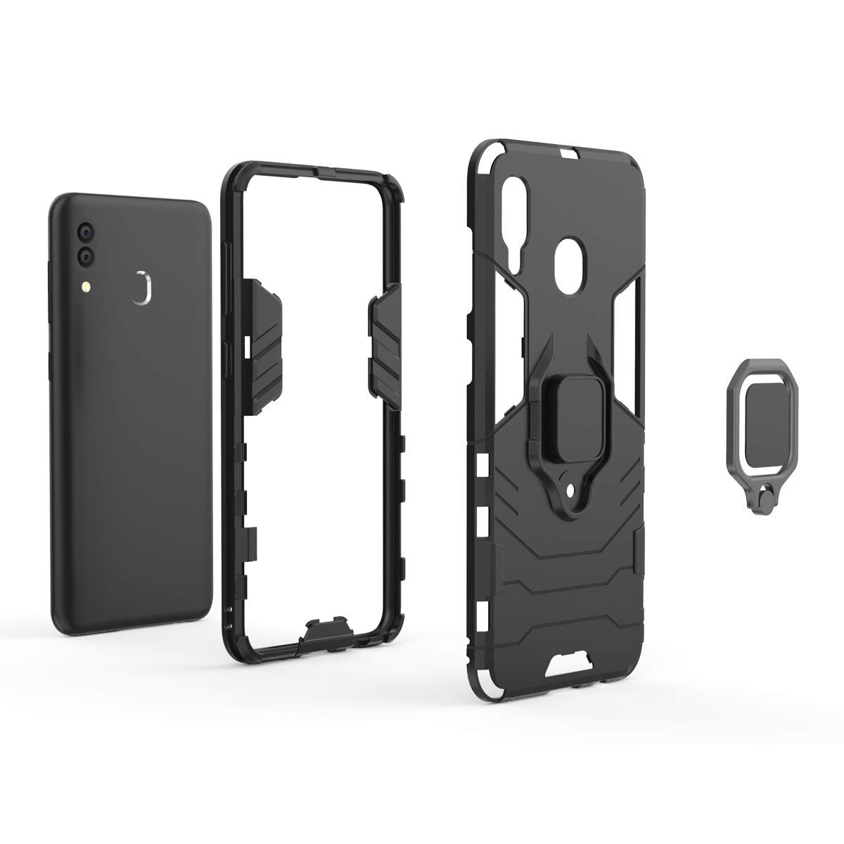 Samsung Galaxy A20s Case (2019 Model SM-A207F/DS, SM-A207M/DS, SM-A2070) - 360° Rotating Ring Holder with Magnetic Car Mount & Kickstand - Blue - Perfect for Driving, Work, and Everyday Protection