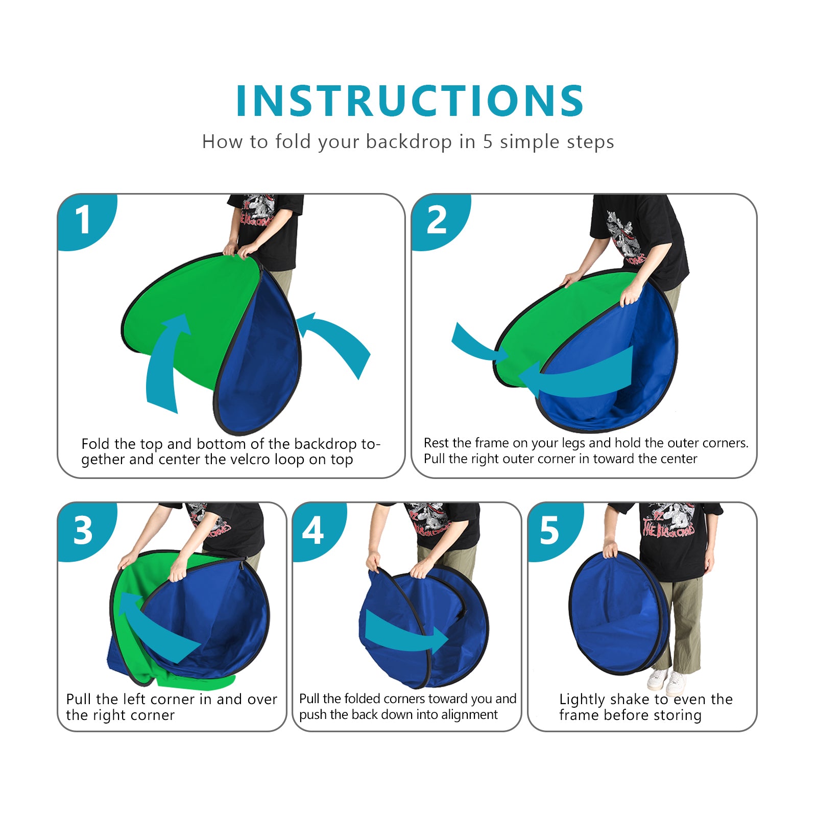 NEEWER 5x7ft / 1.5x2m 2-in-1 Collapsible Photo Backdrop - Blue & Green Chromakey Background for Photography, Video Shooting, YouTube Studio & Live Streaming