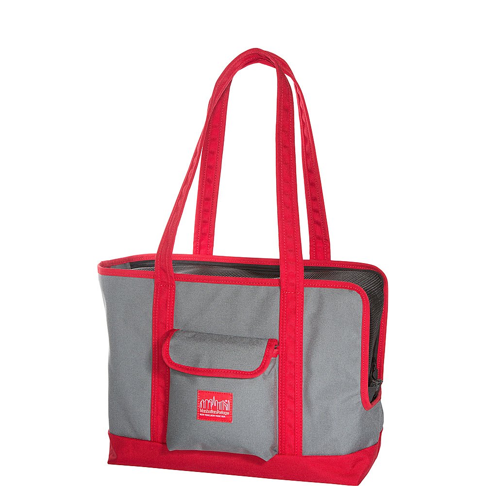Manhattan Portage Pet Carrier Tote Bag Version 2 - Gray/Red One Size - Durable Travel & Commute Pet Tote for Cats & Small Dogs