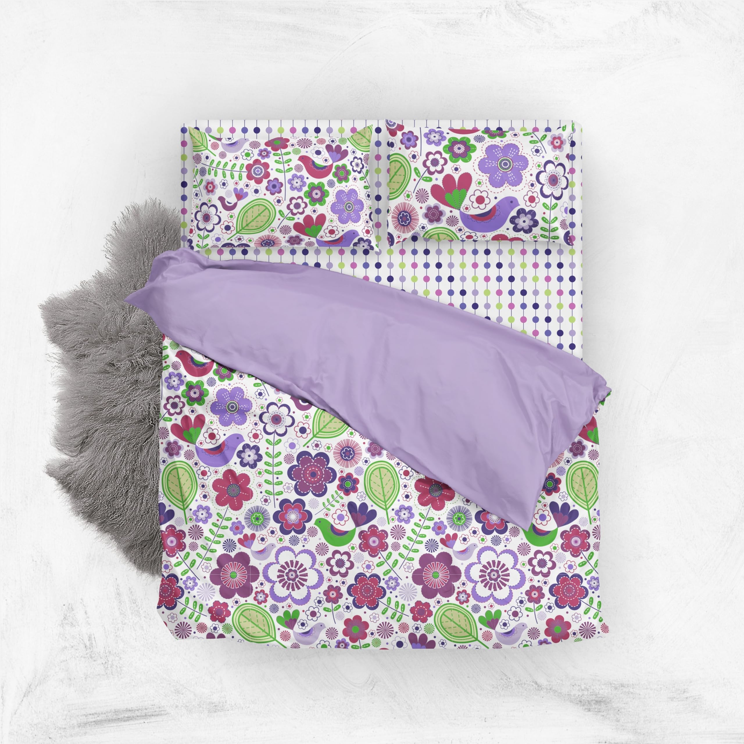 Bacati Botanical Sanctuary Purple Full Comforter Set - Soft Luxury Bedding for Queen/King Size Beds - Perfect for Cozy Bedrooms, Guest Rooms & Airbnb Stays