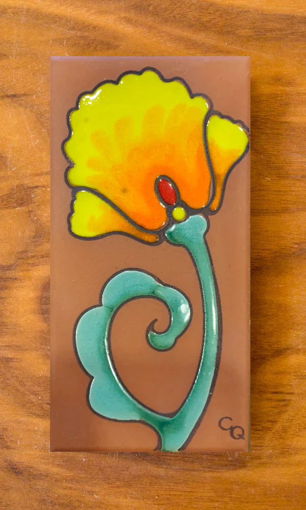 Handmade Terra Cotta Poppies Ceramic Tiles 3x6 Inch - Rustic Home Decor for Kitchen Backsplash, Bathroom Wall, or Outdoor Garden Accent