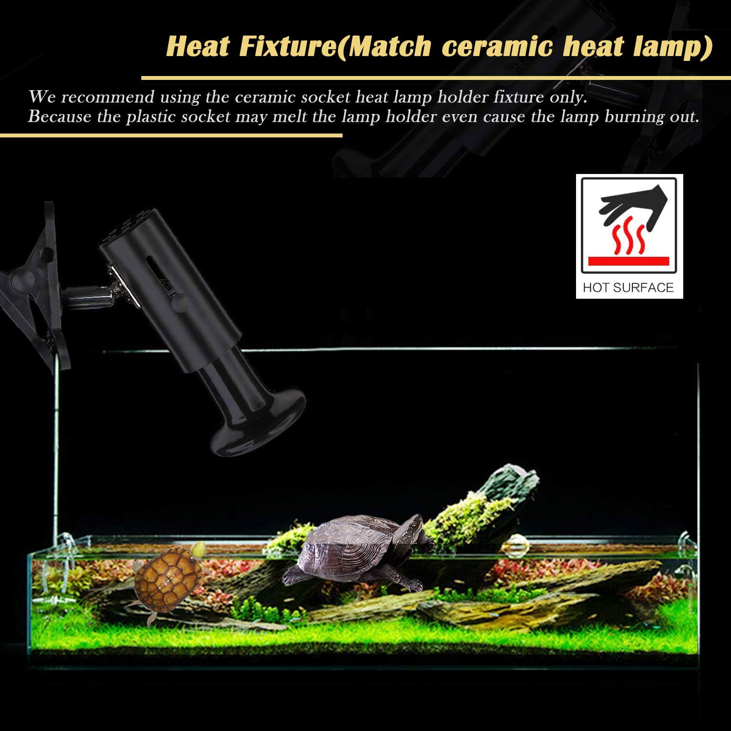 WUHOSTAM 50W 2 Pack Black Ceramic Heat Lamp - Infrared Bulb Emitter for Reptiles, Chickens, Turtles & Lizards | Adjustable Temperature Pet Coop Heater, No Light ETL Certified | Perfect for Brooding, Terrariums & Animal Enclosures