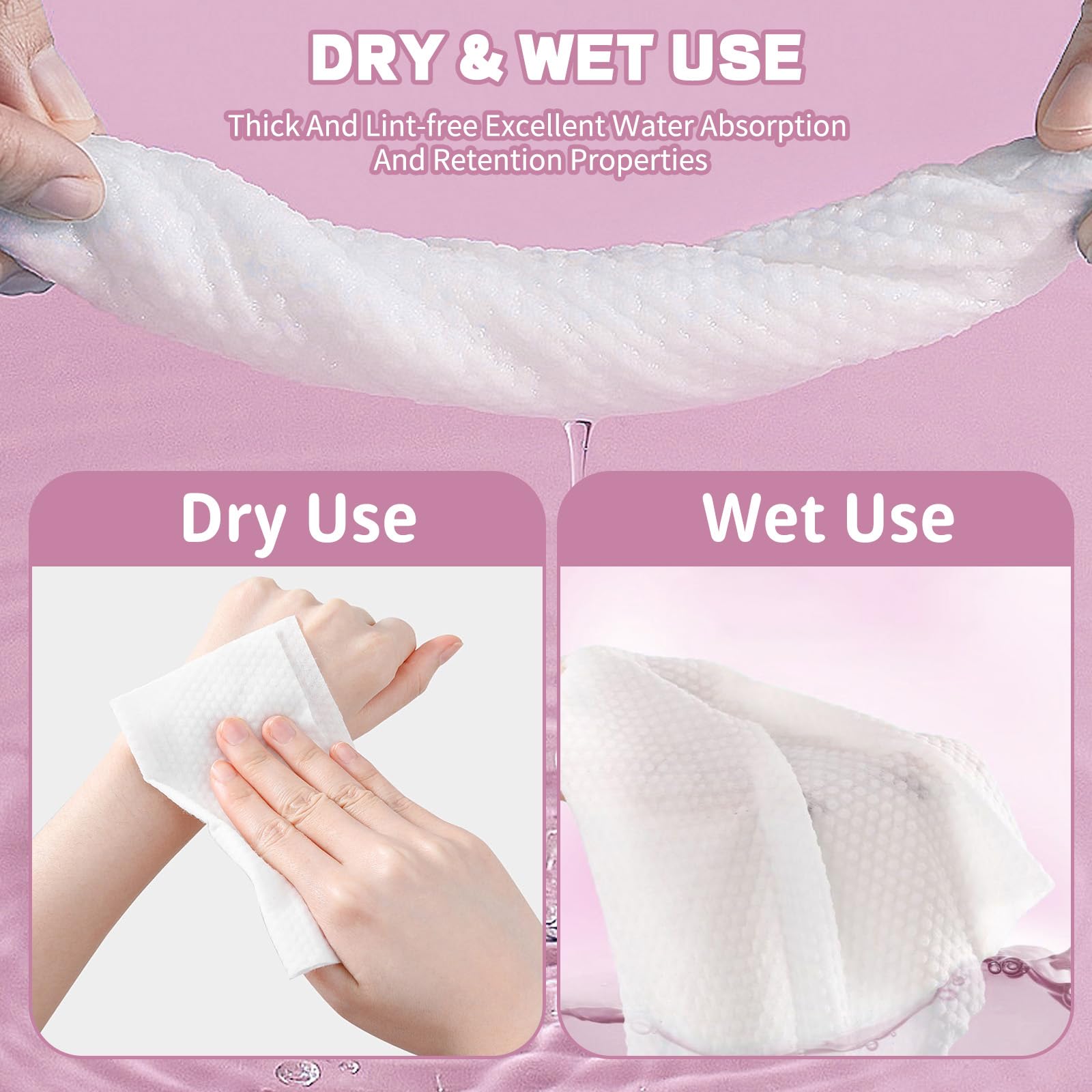 Soft Cotton Disposable Face Towels 100 Count - Gentle Dry Wipes & Facial Cloths for Cleansing, Skincare & Makeup Removal | Hypoallergenic & Eco-Friendly | Perfect for Travel, Gym & Daily Facial Care (4 Pack)