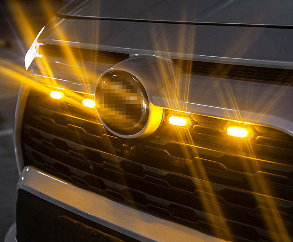 4-Piece Smoked TRD Style Front Grille with Amber LED Lights for 2019-2024 Toyota RAV4 | Off-Road & Night Driving Enhancement