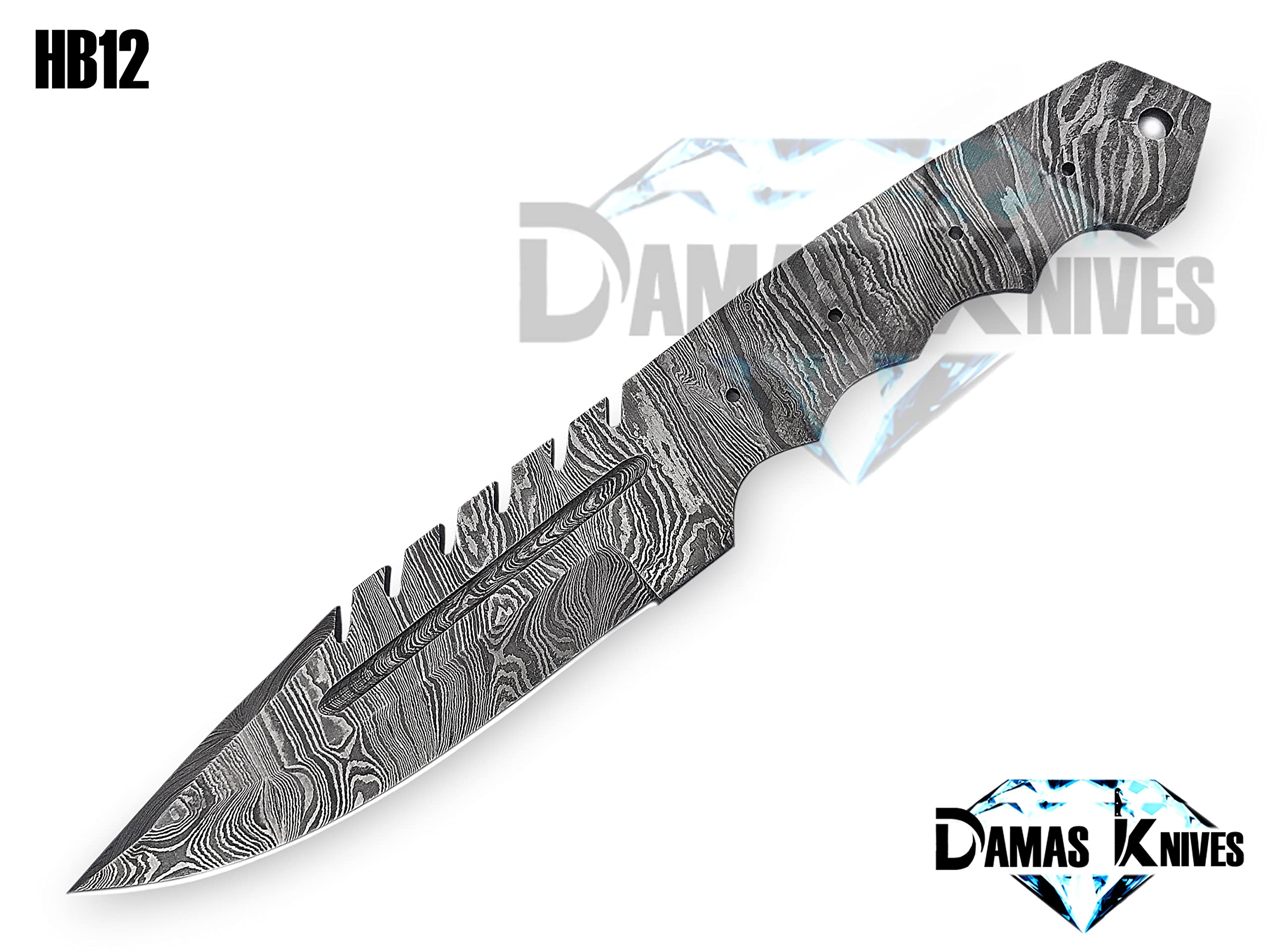 Premium Damascus Steel Blank Blade for Knife Making - Handcrafted Custom Knife Blades - Perfect for DIY Knife Projects, Bushcraft, and Outdoor Survival Tools