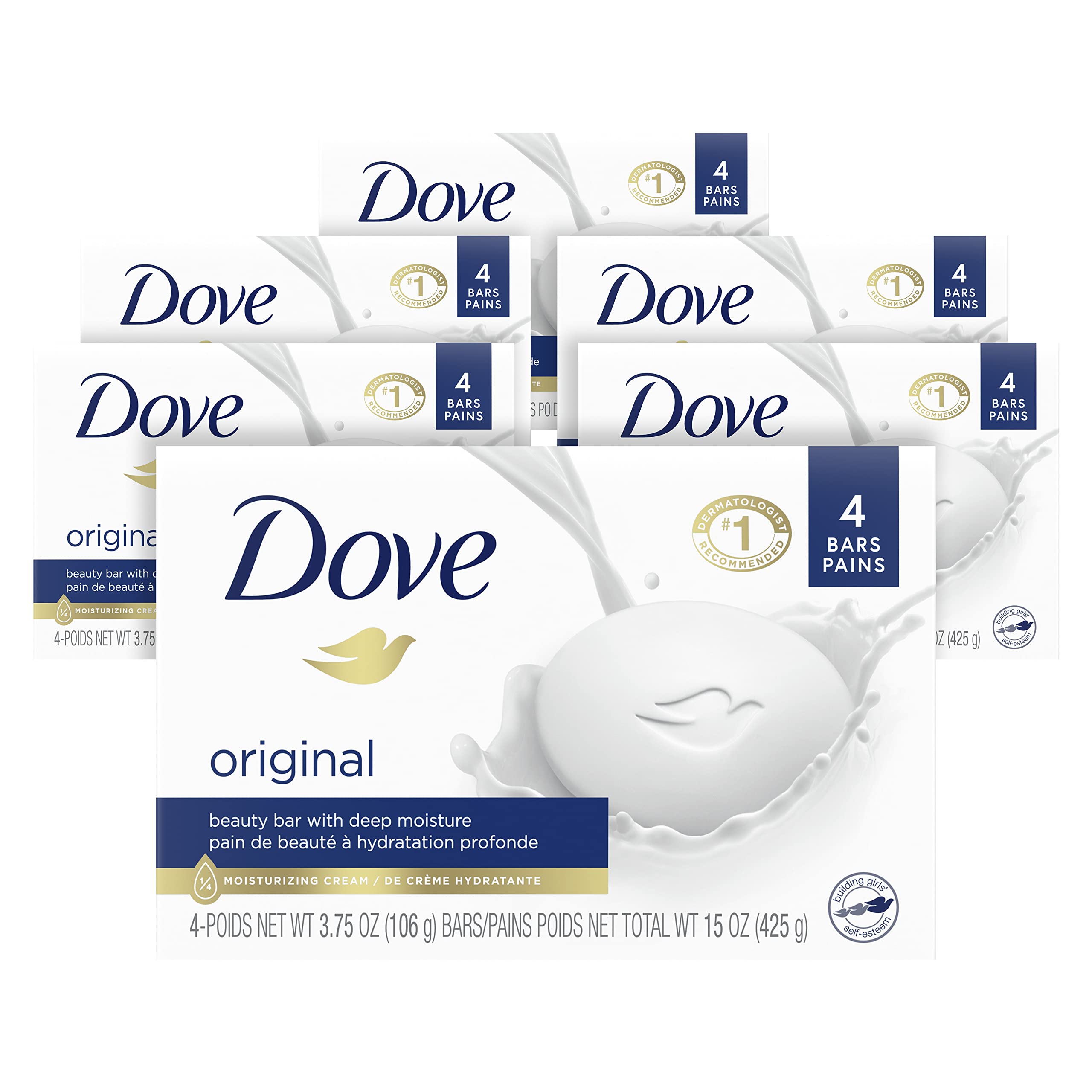 Dove Beauty Bar Original 24 Count Deep Moisture Body Wash 30.6 oz - Gentle Cleansing for Dry Skin, Nourishing Shower Soap for Daily Use - Perfect for Home, Gym & Travel