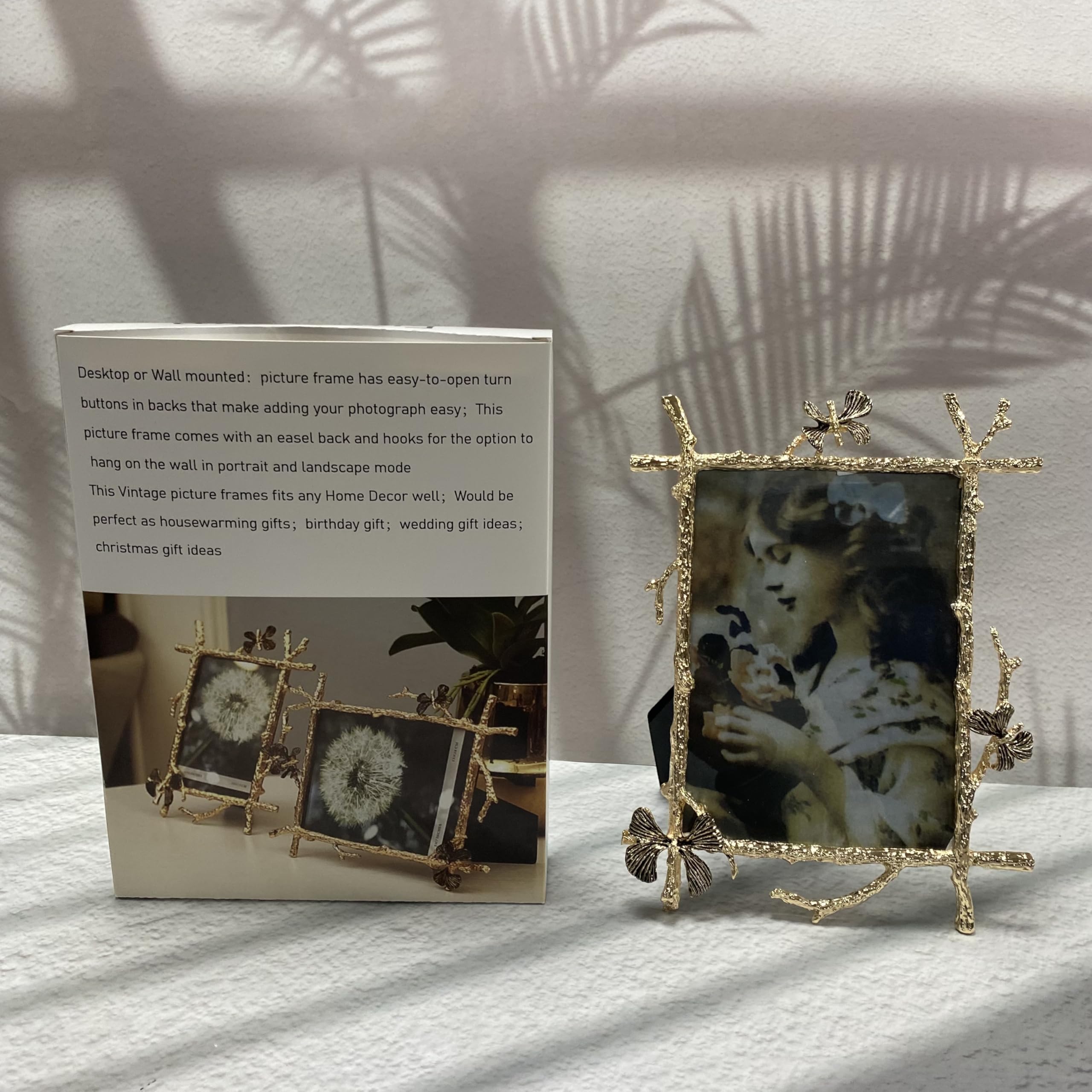 Funerom 4x6 Inch Golden Metal Picture Frame - Elegant Desktop Photo Display for Home, Office & Gift Giving | Perfect for Weddings, Graduations & Family Memories