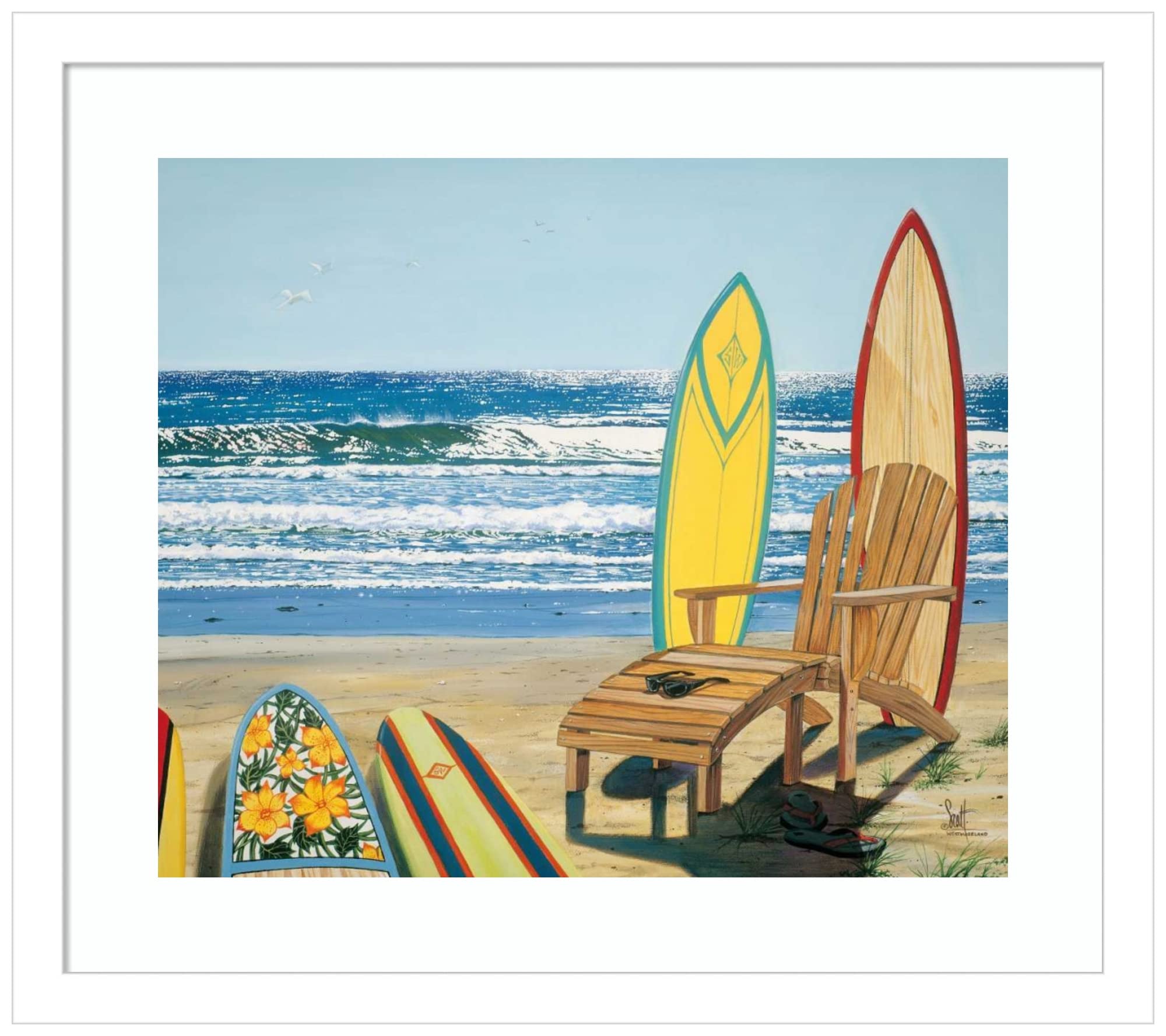 Scott Westmoreland Board Meeting Wood Framed Wall Art Print - 17x15 Inches, Svelte White Frame - Office Decor, Home Decor, Living Room Wall Art, Modern Abstract Painting for Workspace & Interior Design