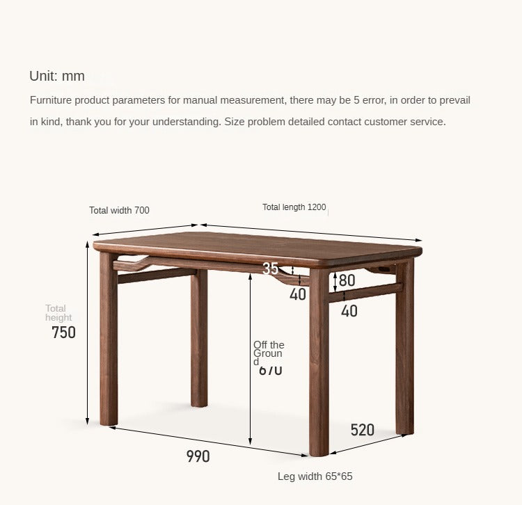 Premium Black Walnut & Ash Solid Wood Tea Table - Rustic Modern Coffee Table for Living Room, Lounge, or Office - Handcrafted Hardwood Furniture for Home Decor