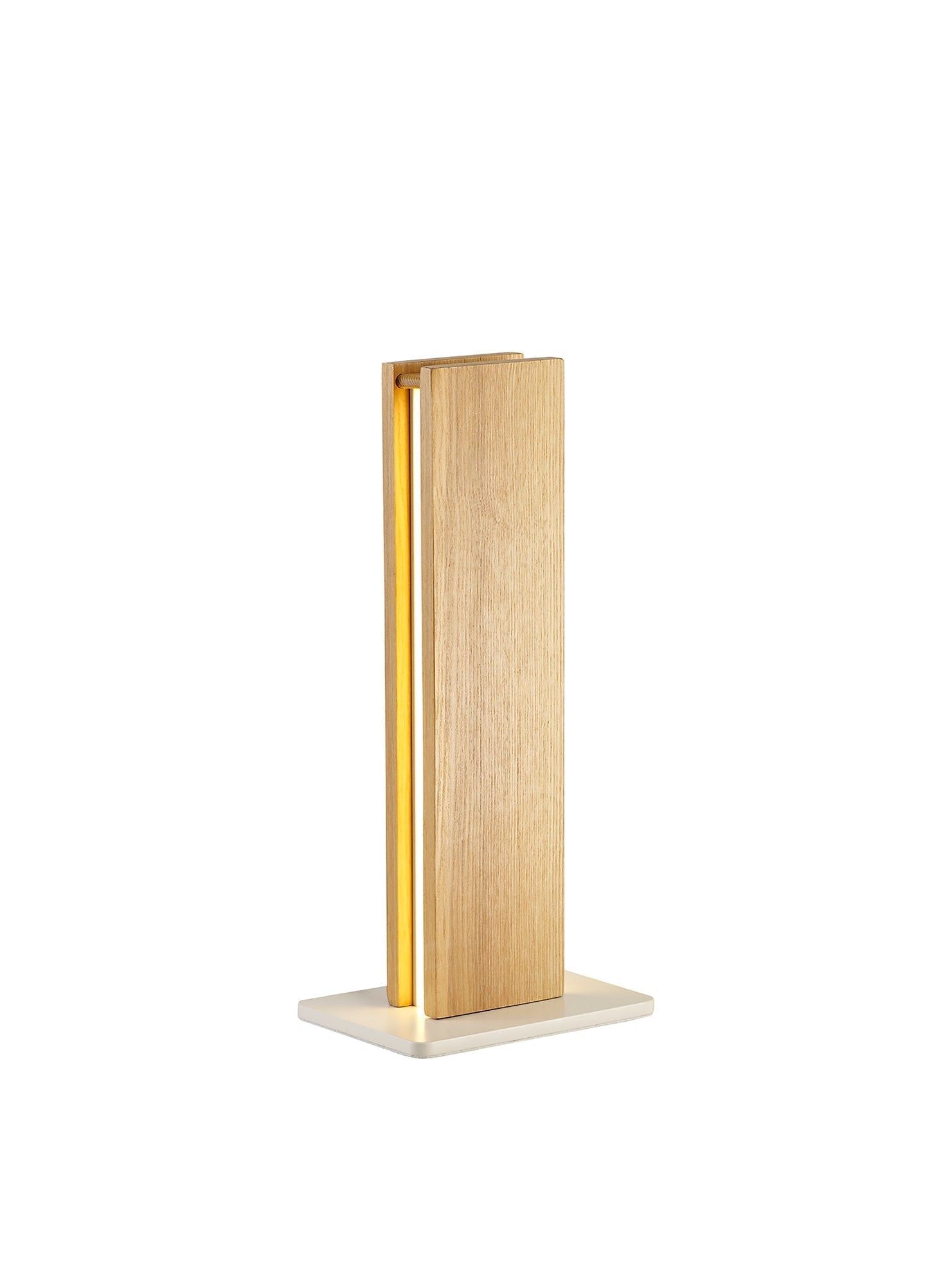Aries Table Lamp - 2 x 6W LED Warm White Light (3000K, 450lm) - Modern Oak & Sand White Finish - 3 Year Warranty IP20 - Perfect for Bedroom, Living Room & Office Lighting