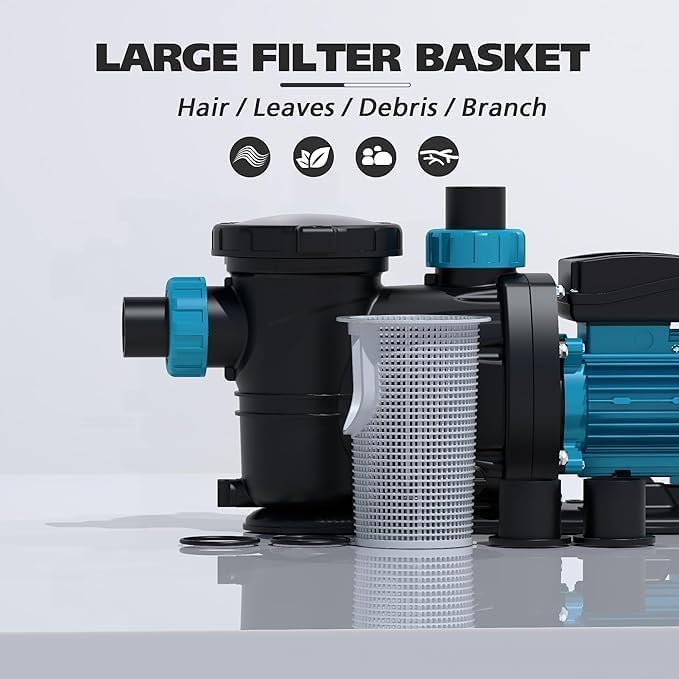 3HP 220V In-Ground & Above Ground Pool Pump - 7860 GPH High Flow Swimming Pool Water Pump for Efficient Filtration and Circulation | Perfect for Backyard Pools, Spas, and Water Features
