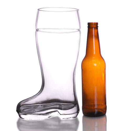 BarConic® 45 oz Glass Beer Boot - German Style Beer Mug with Handle - Perfect for Oktoberfest, Parties & Gifts - Das Boot Drinking Vessel for Beer Lovers