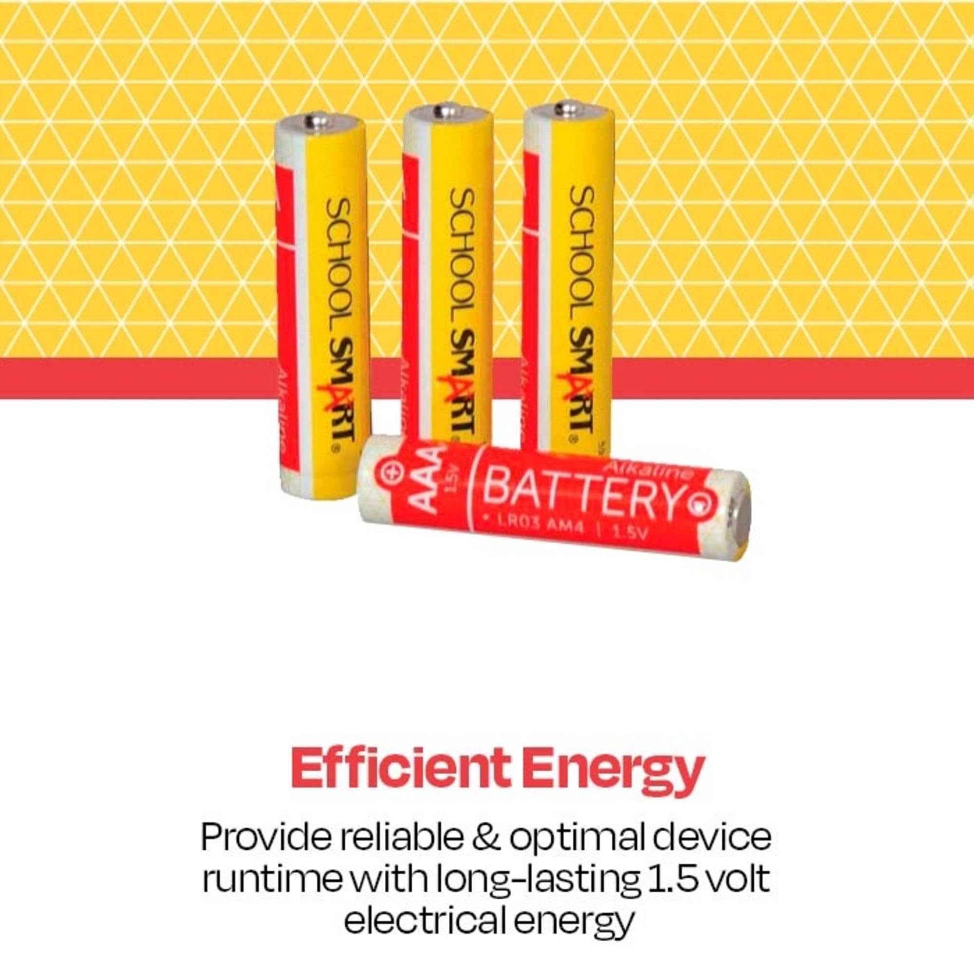 School Smart Alkaline AAA Batteries - 4 Pack | Long-Lasting Power for Toys, Remote Controls & Electronics | Reliable Performance for Home, Office & School Use