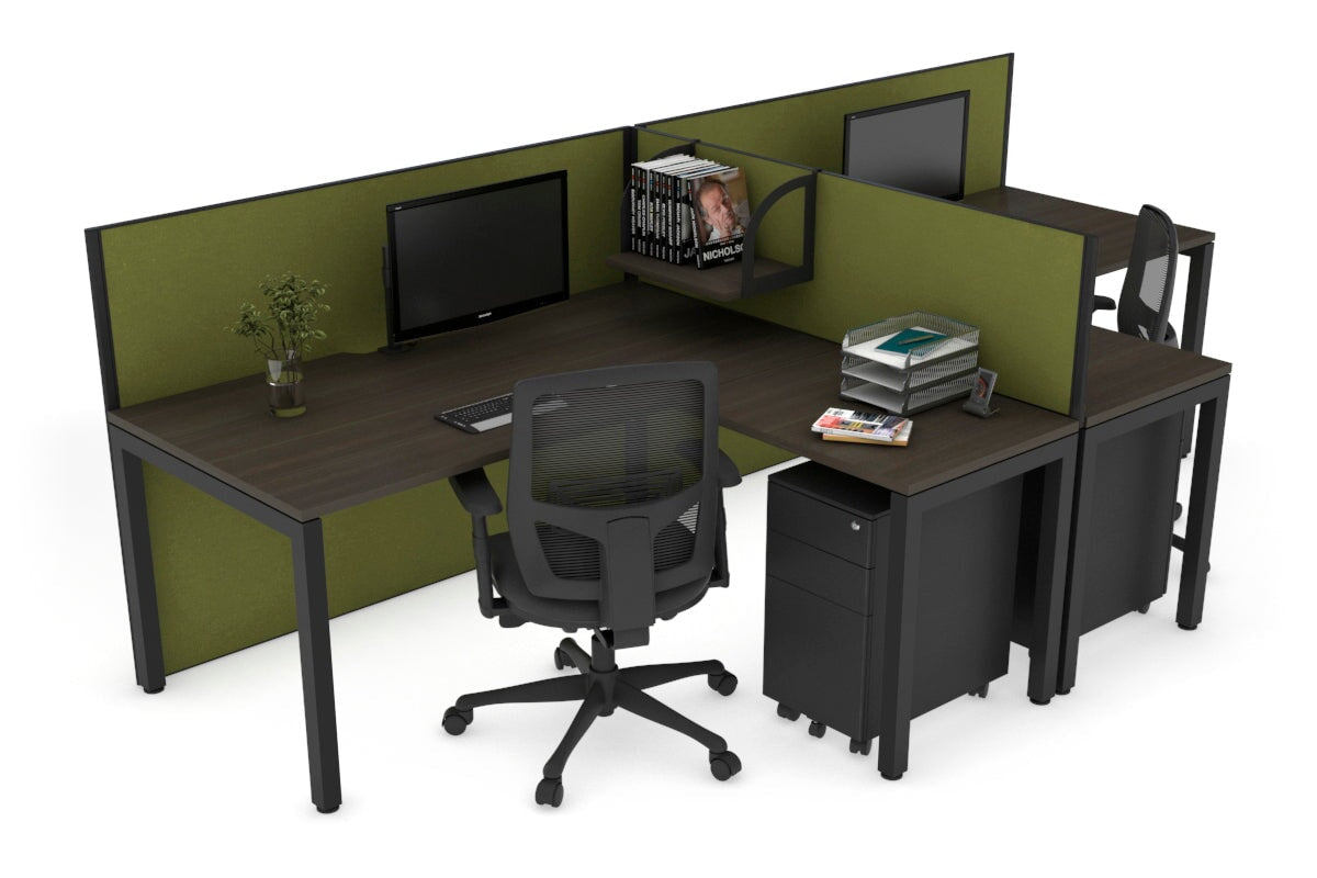 Quadro Square Legs 2-Person Corner Workstation T-Configuration [1600L x 1800W with Cable Management] - Perfect for Office, Home Workspace & Collaborative Environments