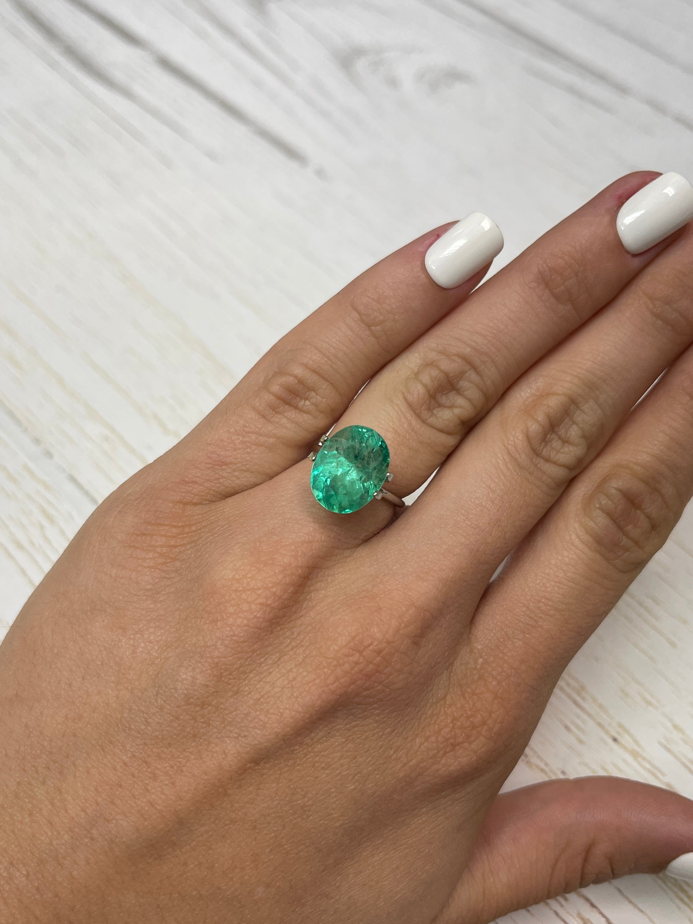 6.86 Carat 14x11mm Medium Spring Green Natural Loose Colombian Emerald Oval Cut Gemstone for Jewelry Making, Engagement Rings & Necklace Pendants