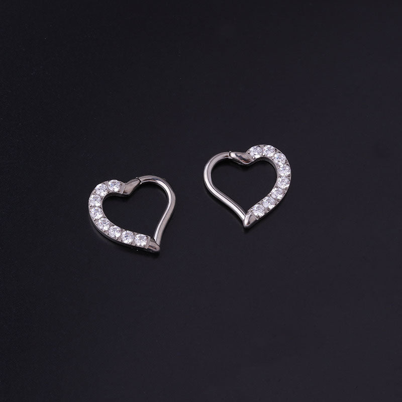 Titanium Cartilage Earrings - Heart Daith Conch Huggie Hoops for Women | HSPJ711 | Perfect for Piercing Jewelry, Everyday Wear & Gifts