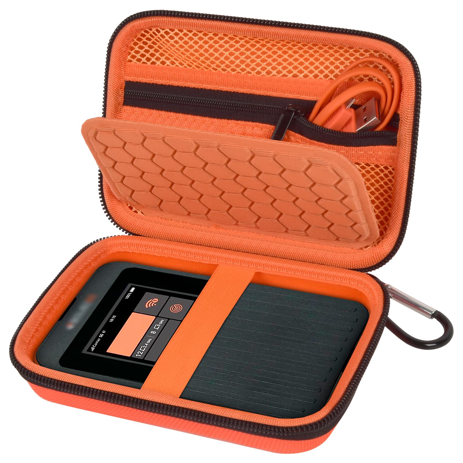 Solis 5G WiFi Hotspot Hard Case - Travel Storage for Hotel & Accessories (Orange)