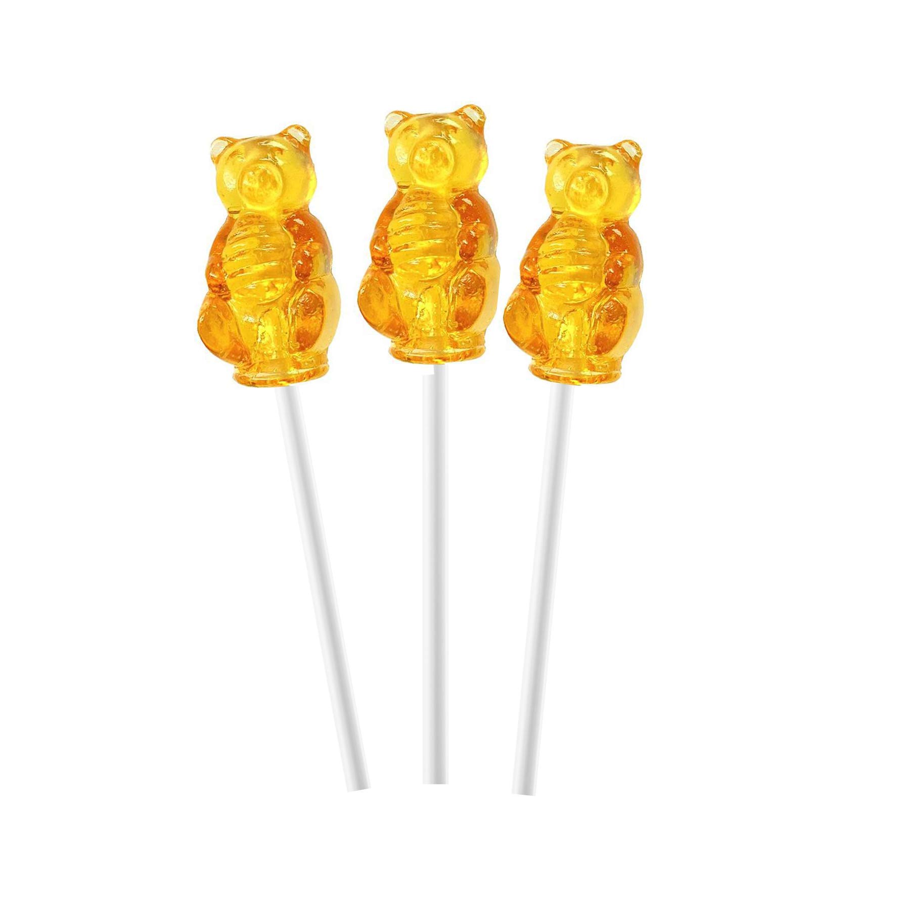 Needzo Honey Lollipops - Individually Wrapped Bear-Shaped Hard Candy Suckers - Natural Sweet Treat for Baby Showers, Kids Birthday Parties & Favors (Pack of 3) - Perfect for Party Decorations, Gift Bags & Classroom Rewards