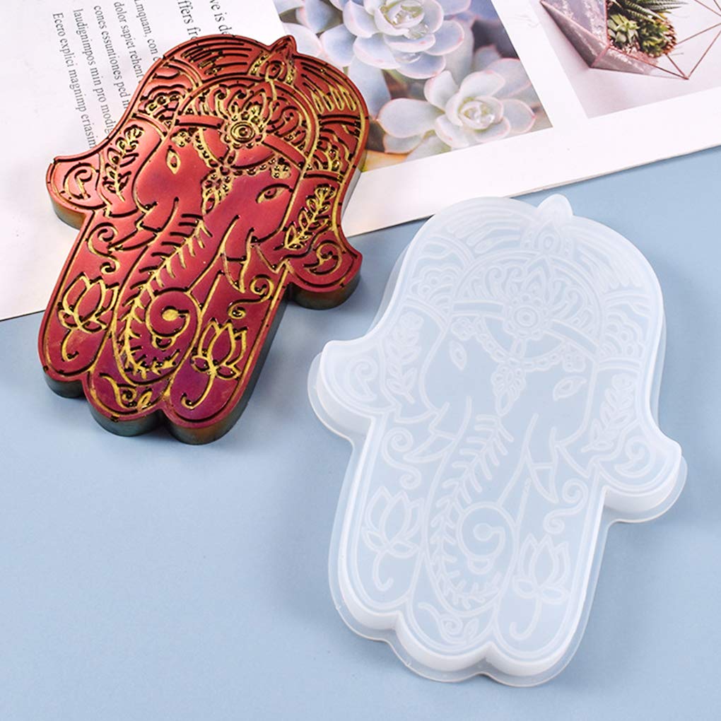 FineInno 2-Piece Resin Coaster Molds Set - Fatima Hand & Hamsa Silicone Molds for DIY Epoxy Resin Crafts, Cup Mats, Home Decor - Perfect for Coasters, Wall Art, and Gift Making