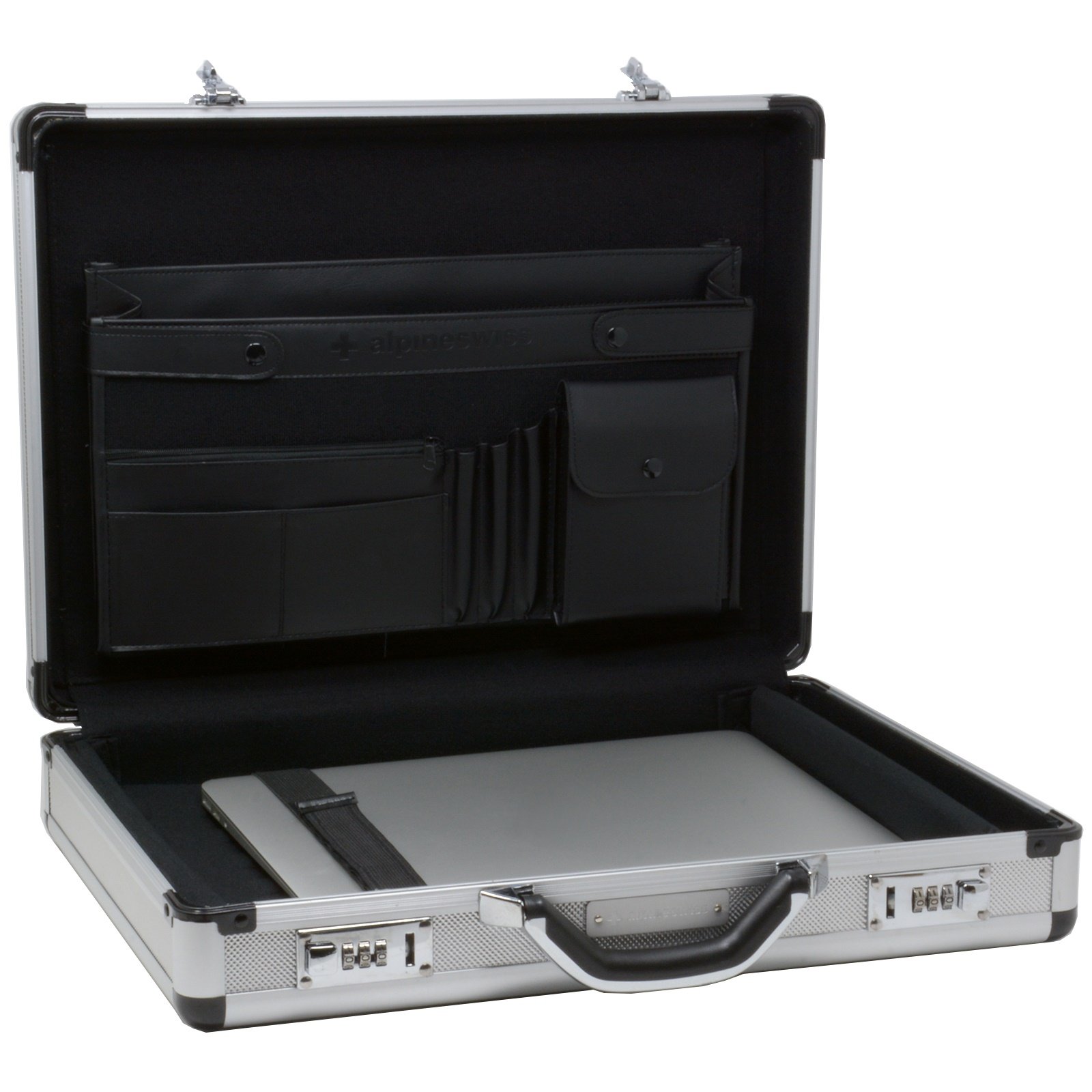 Alpine Swiss Aluminum Attache Case - Padded Laptop Briefcase with Combo Lock, Hard Sided Business Carry On for Men & Women | Perfect for Office, Travel & Business Meetings