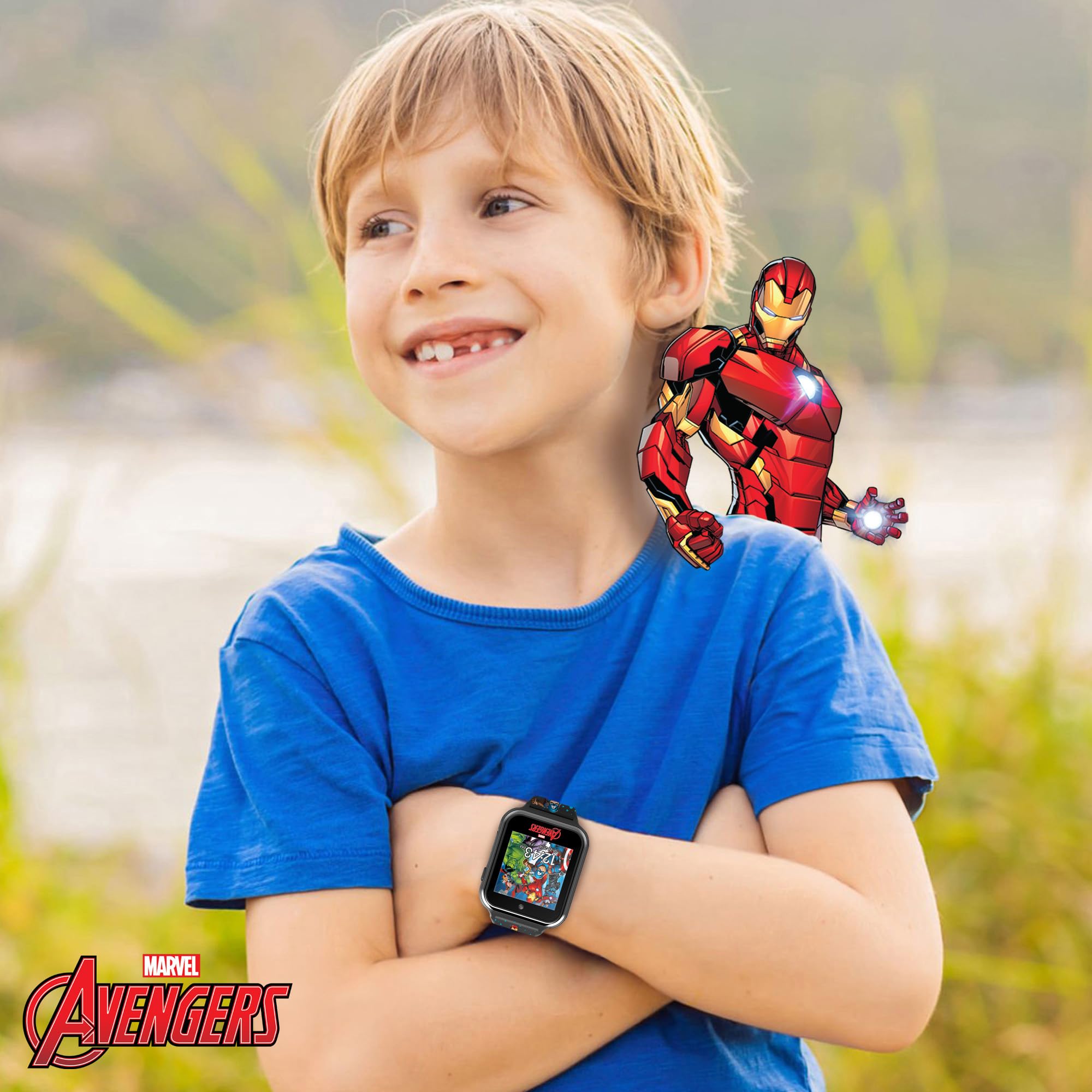 Marvel Avengers Kids Smartwatch with Touchscreen, Games, Camera & Fitness Tracker – 10 Watch Faces, USB Rechargeable – Step Counter, Alarm, Timer – Fits 5.5